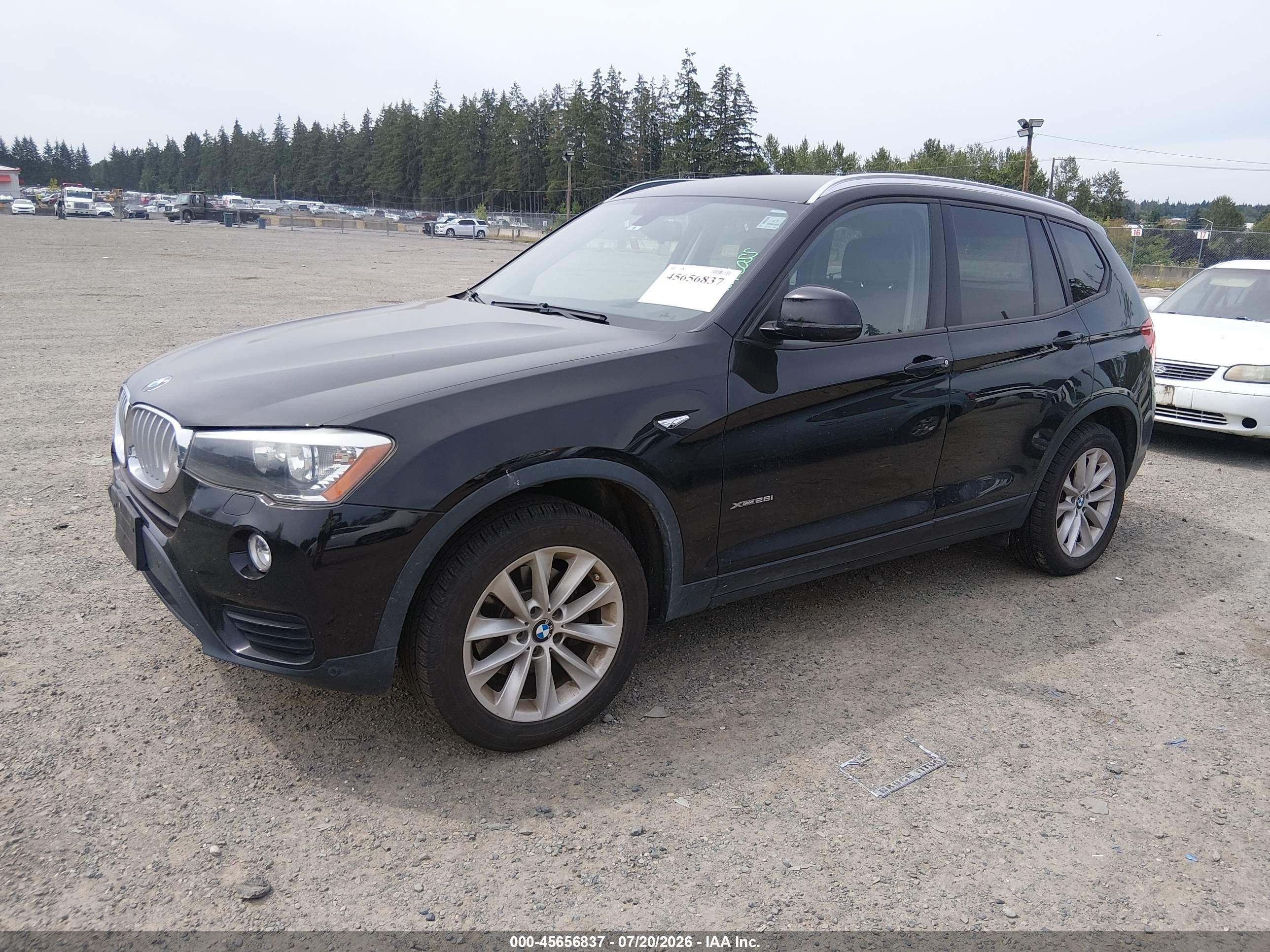 2015 Bmw X3 Xdrive28i Black vin: 5UXWX9C59F0D48892