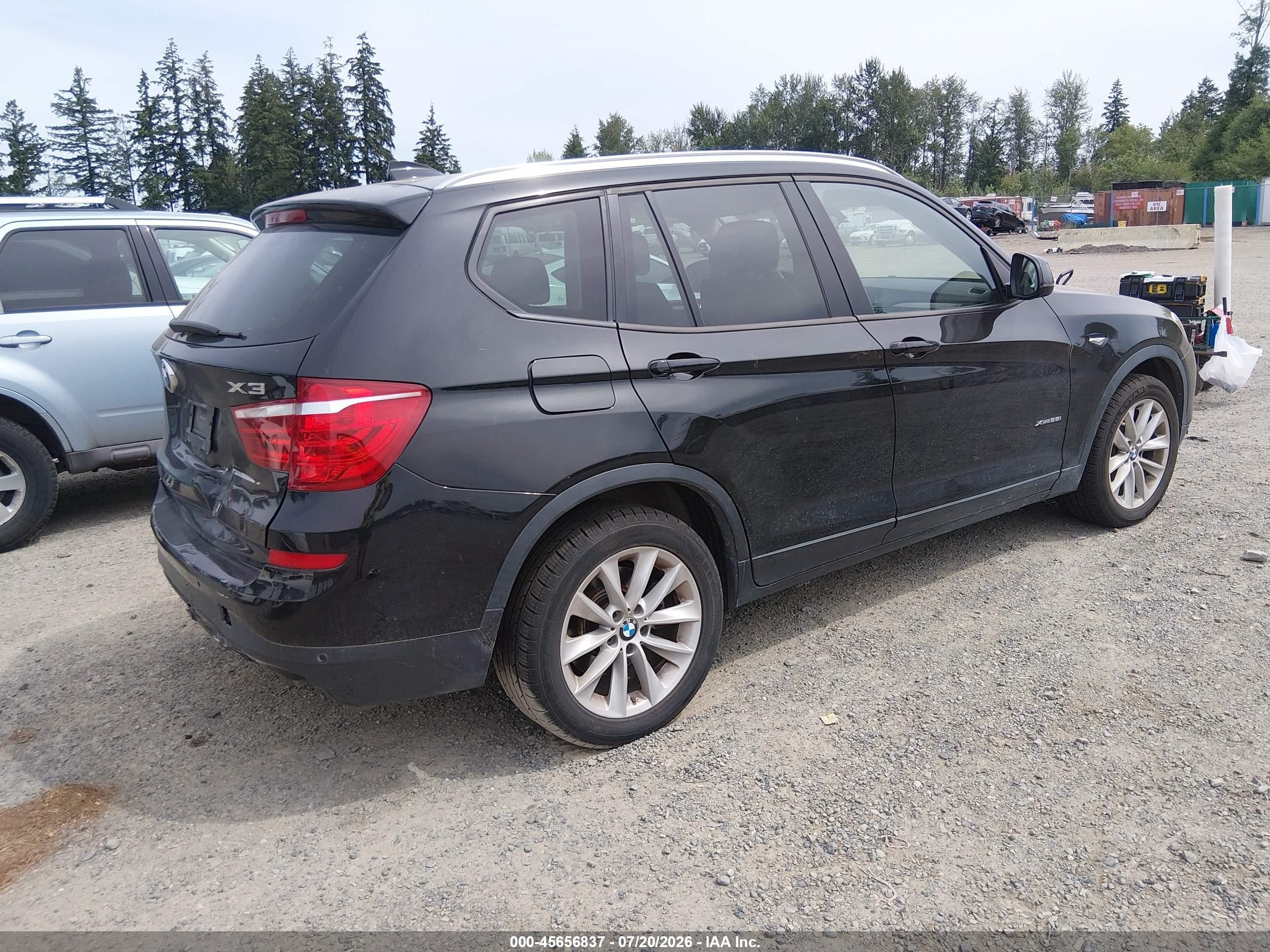 2015 Bmw X3 Xdrive28i Black vin: 5UXWX9C59F0D48892