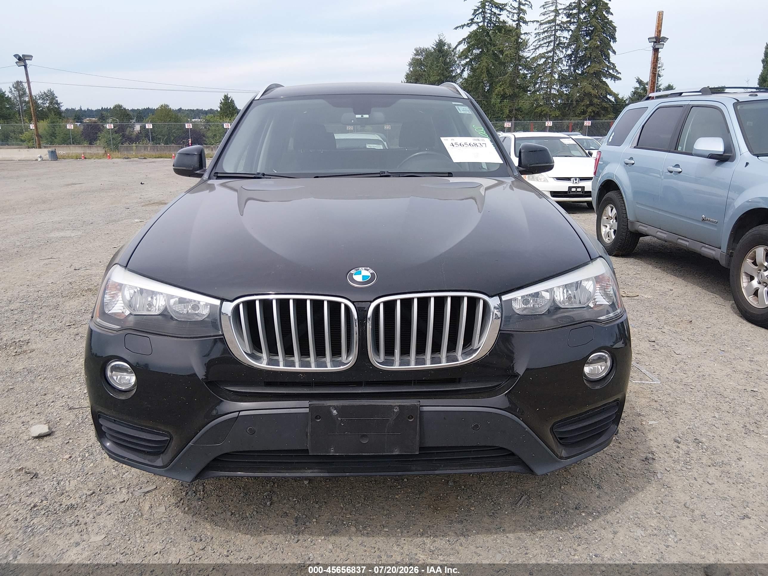 2015 Bmw X3 Xdrive28i Black vin: 5UXWX9C59F0D48892