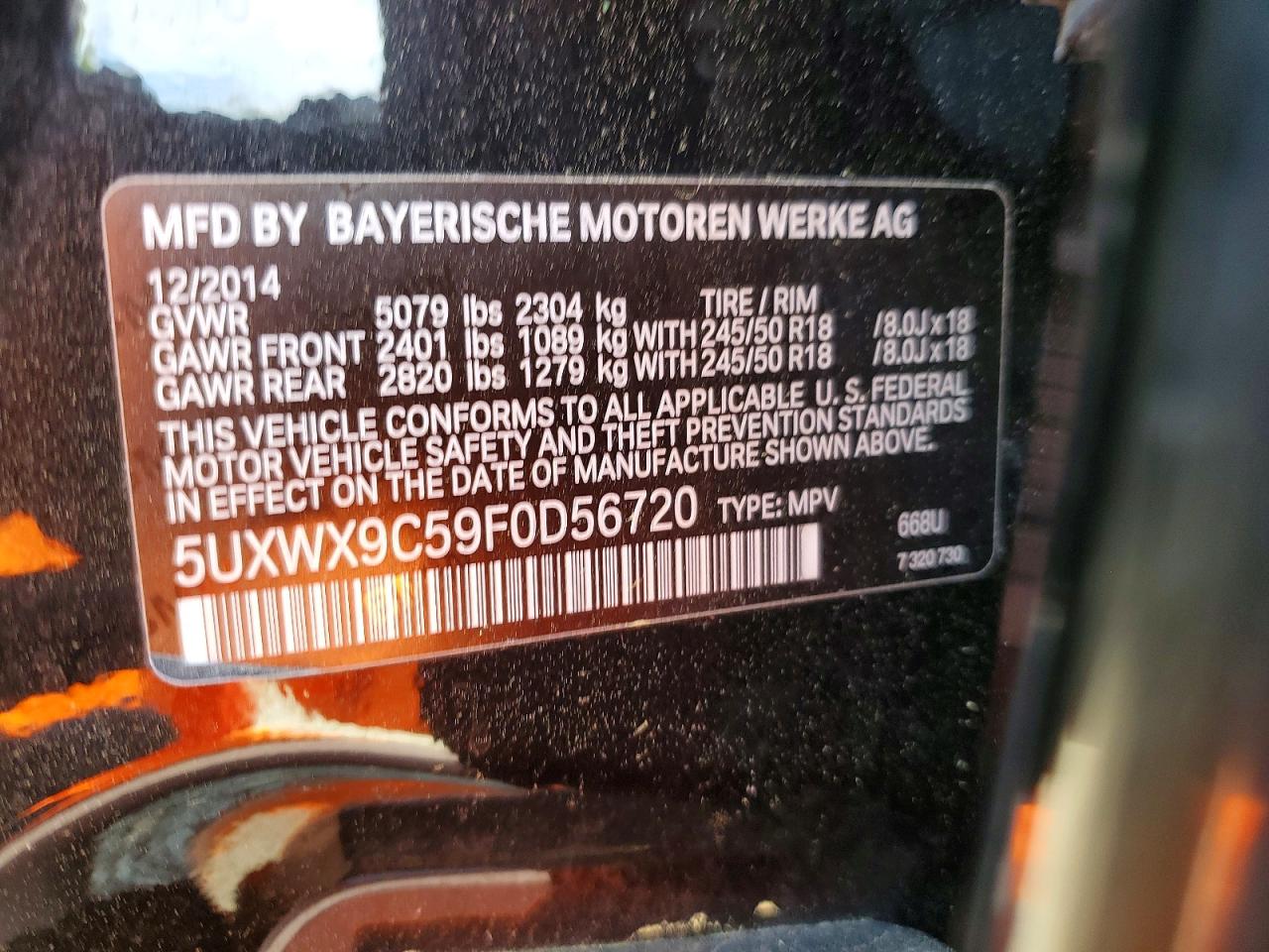 2015 Bmw X3 Xdrive28i Black vin: 5UXWX9C59F0D56720