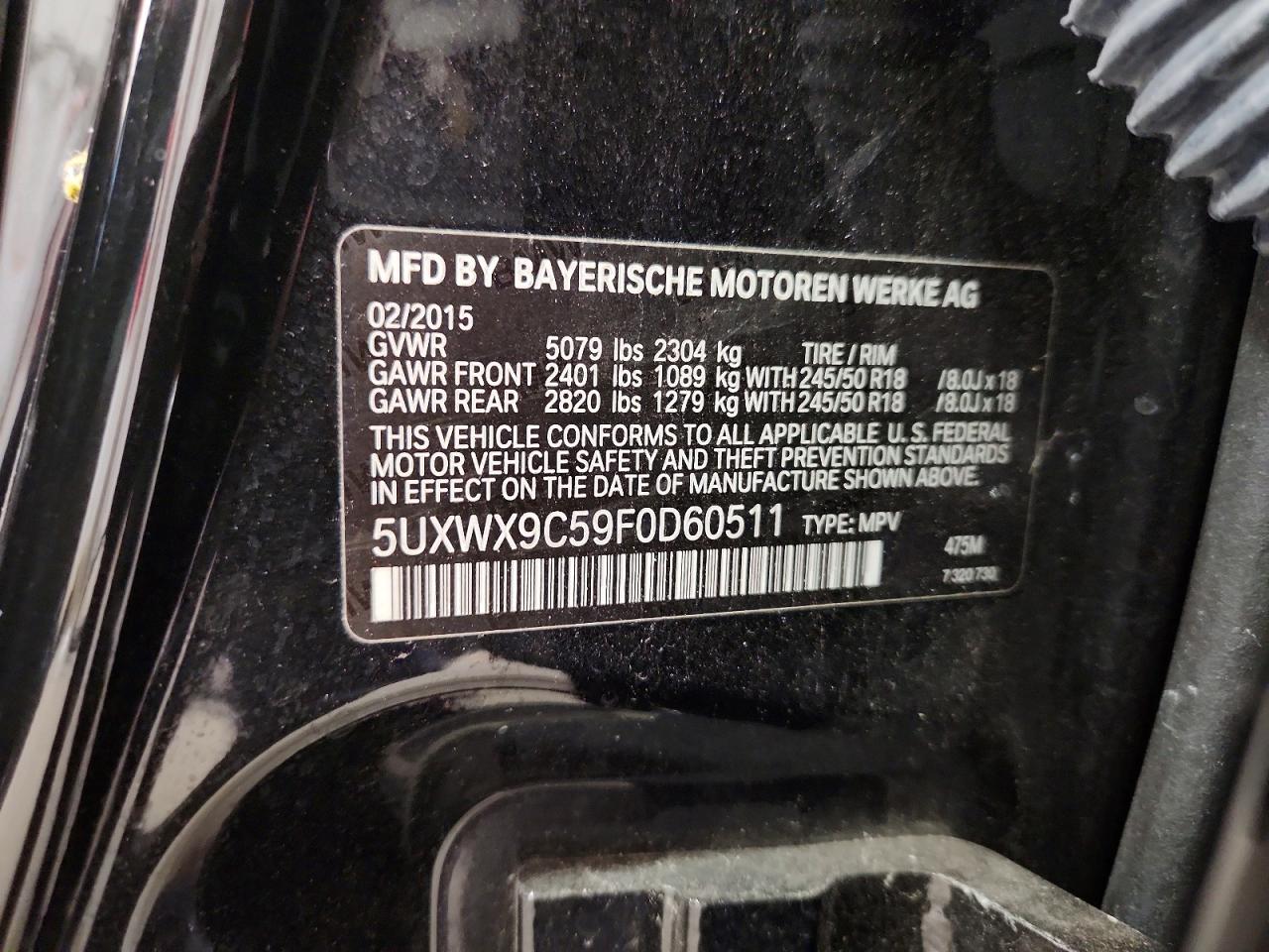 2015 Bmw X3 Xdrive28i Black vin: 5UXWX9C59F0D60511