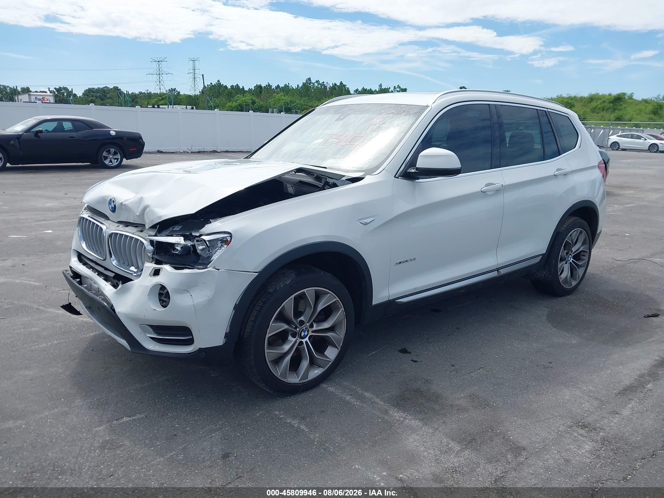 2015 Bmw X3 Xdrive28i White vin: 5UXWX9C59F0D61402