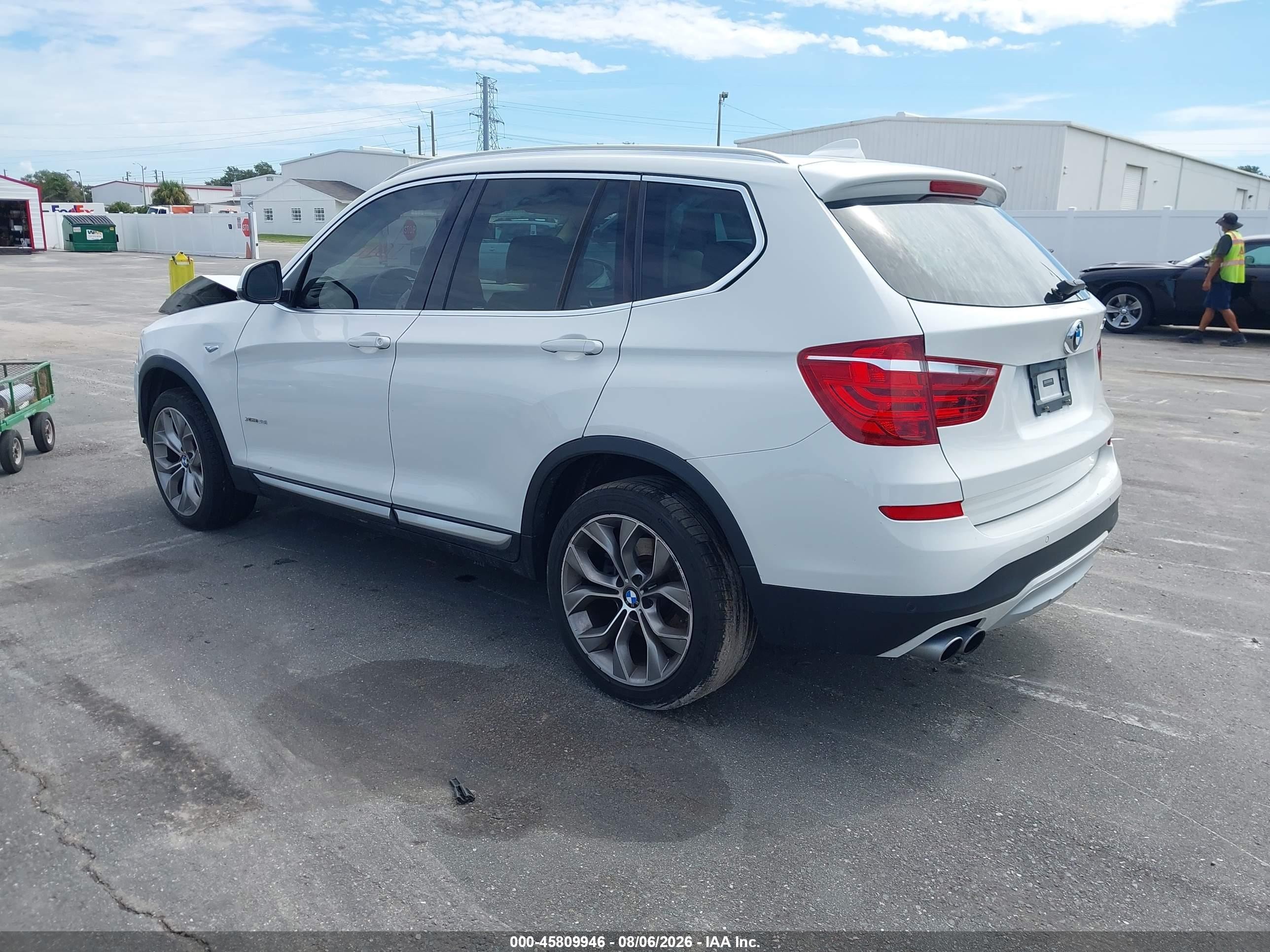 2015 Bmw X3 Xdrive28i White vin: 5UXWX9C59F0D61402