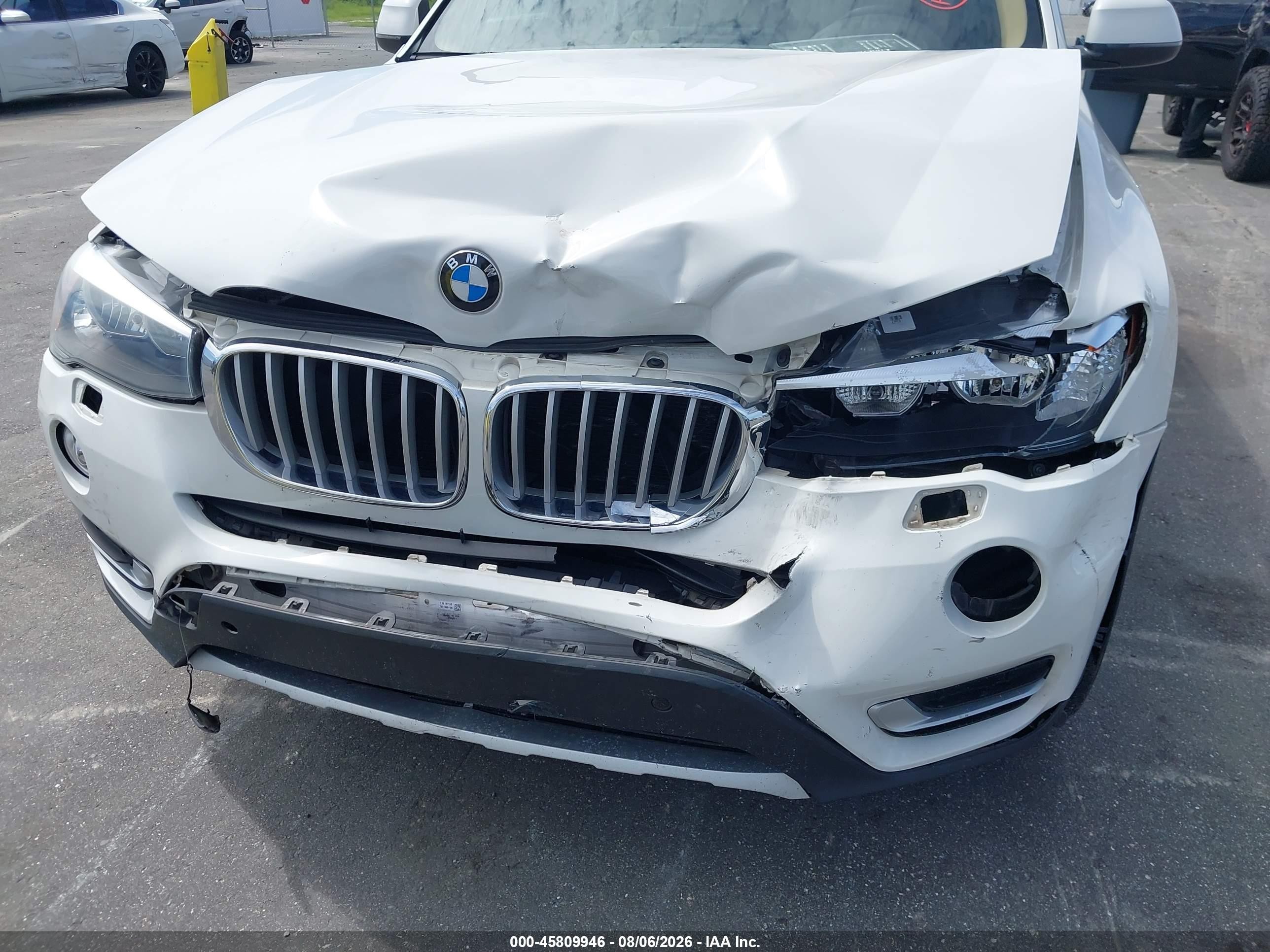 2015 Bmw X3 Xdrive28i White vin: 5UXWX9C59F0D61402