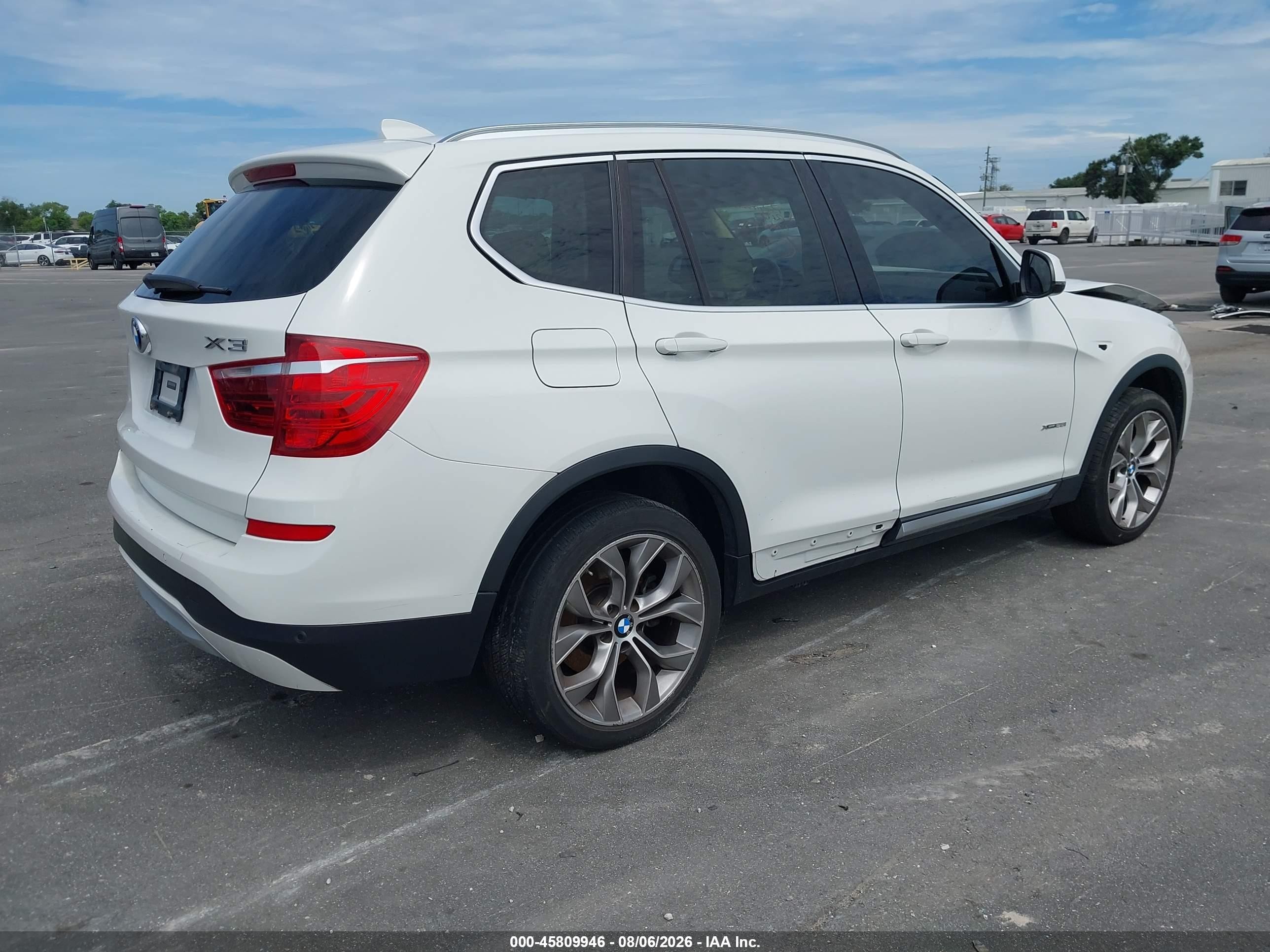 2015 Bmw X3 Xdrive28i White vin: 5UXWX9C59F0D61402