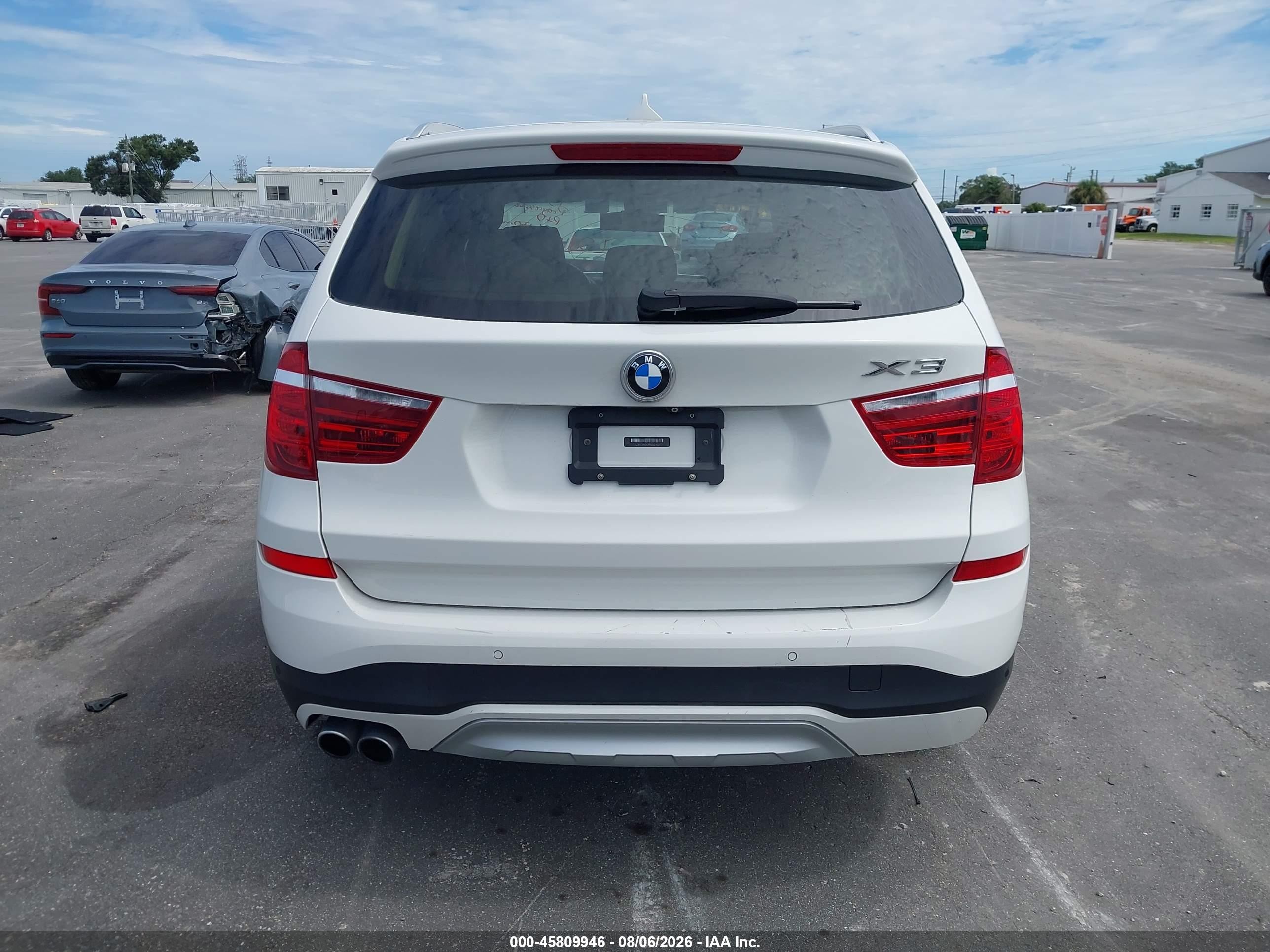 2015 Bmw X3 Xdrive28i White vin: 5UXWX9C59F0D61402