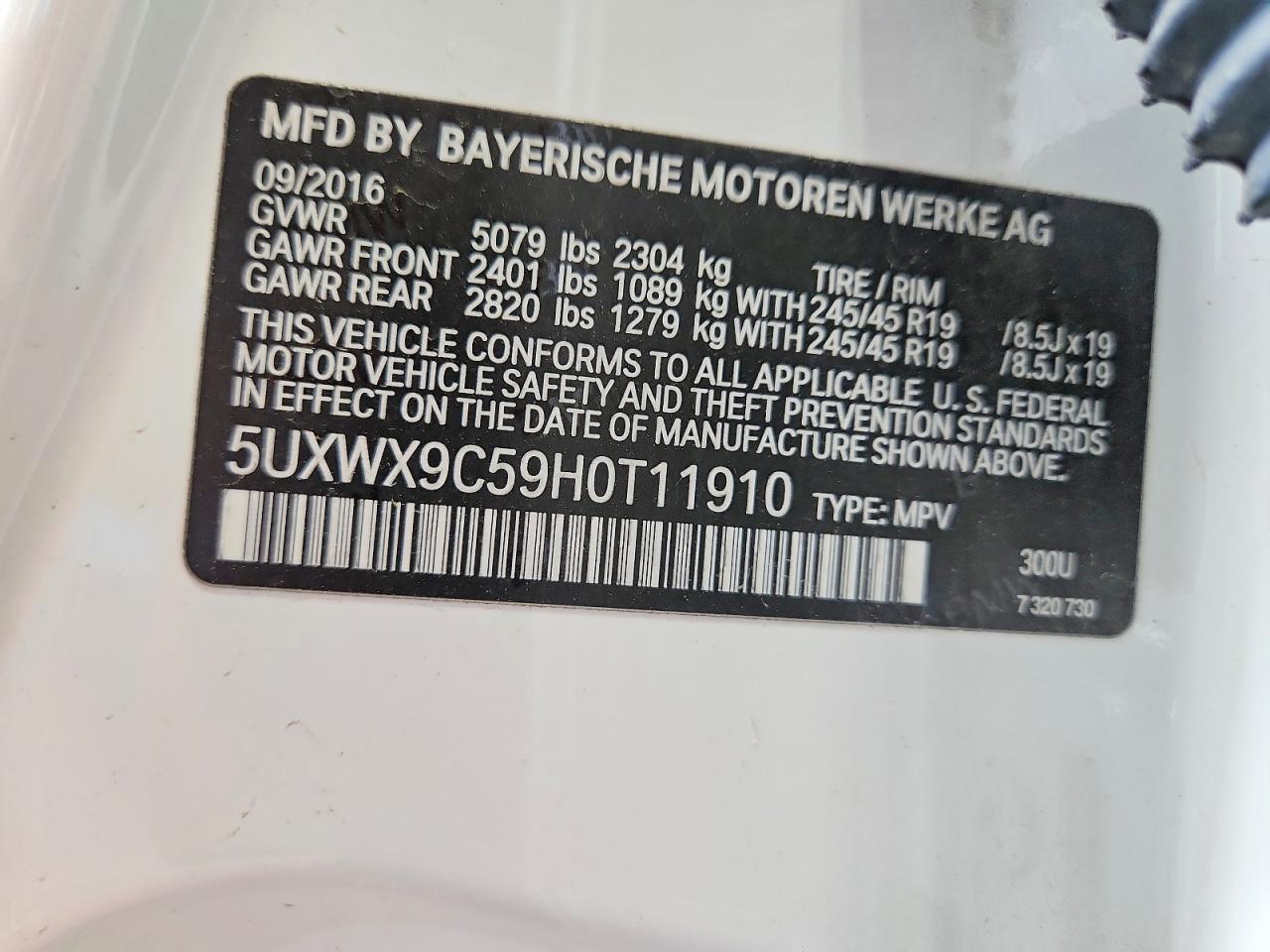 2017 Bmw X3 Xdrive28i White vin: 5UXWX9C59H0T11910