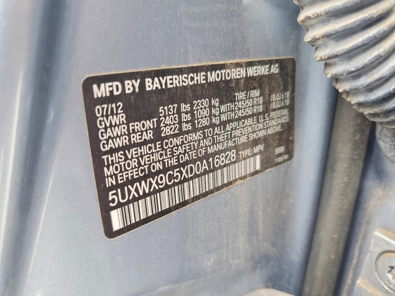 2013 Bmw X3 Xdrive28i Blue vin: 5UXWX9C5XD0A16828