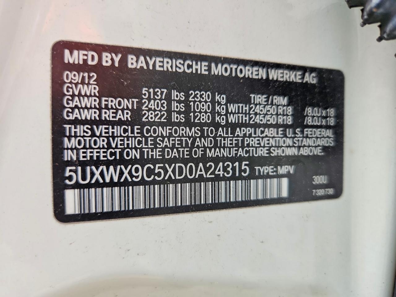 2013 Bmw X3 Xdrive28i White vin: 5UXWX9C5XD0A24315