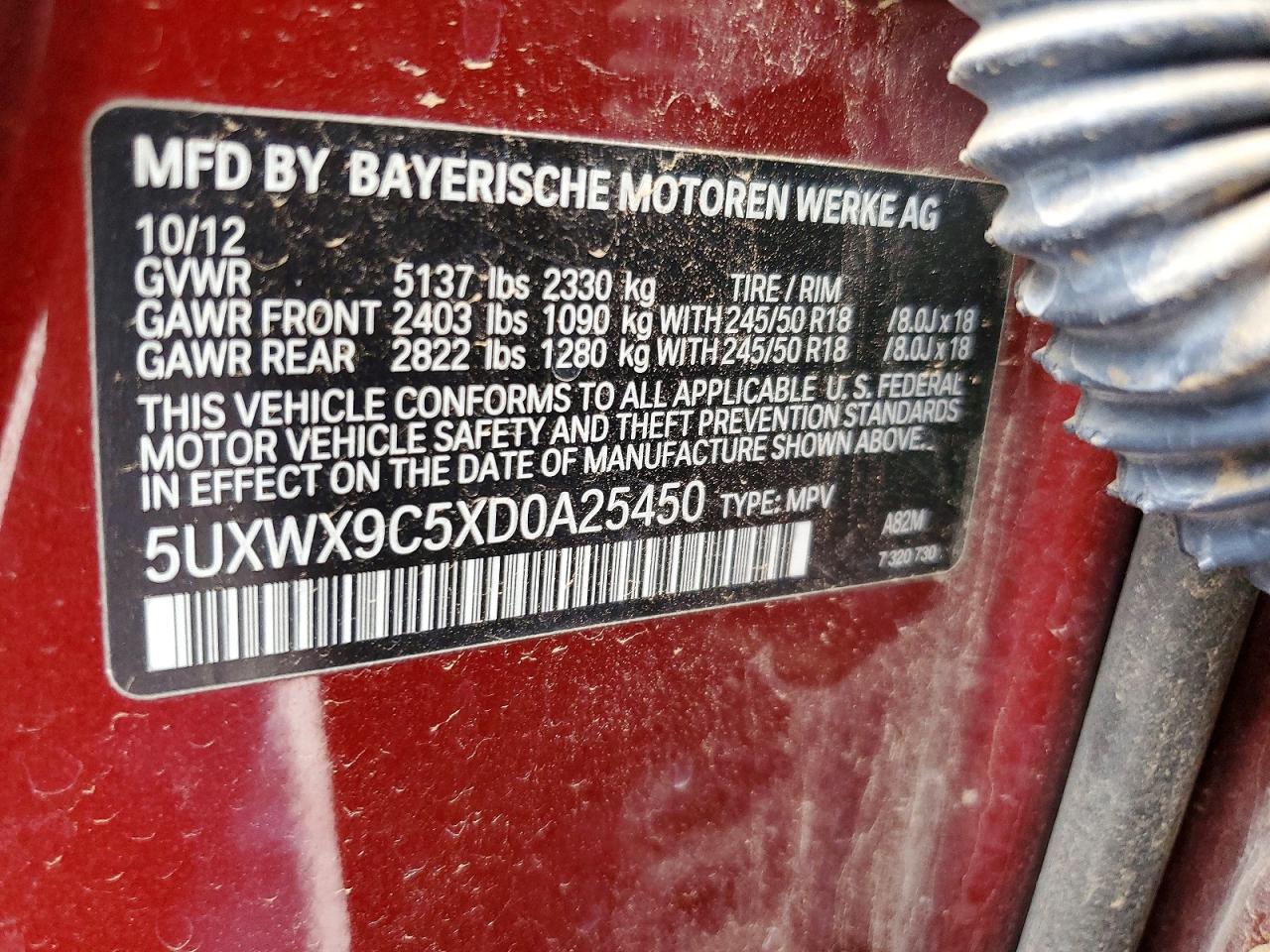 2013 Bmw X3 Xdrive28i Maroon vin: 5UXWX9C5XD0A25450