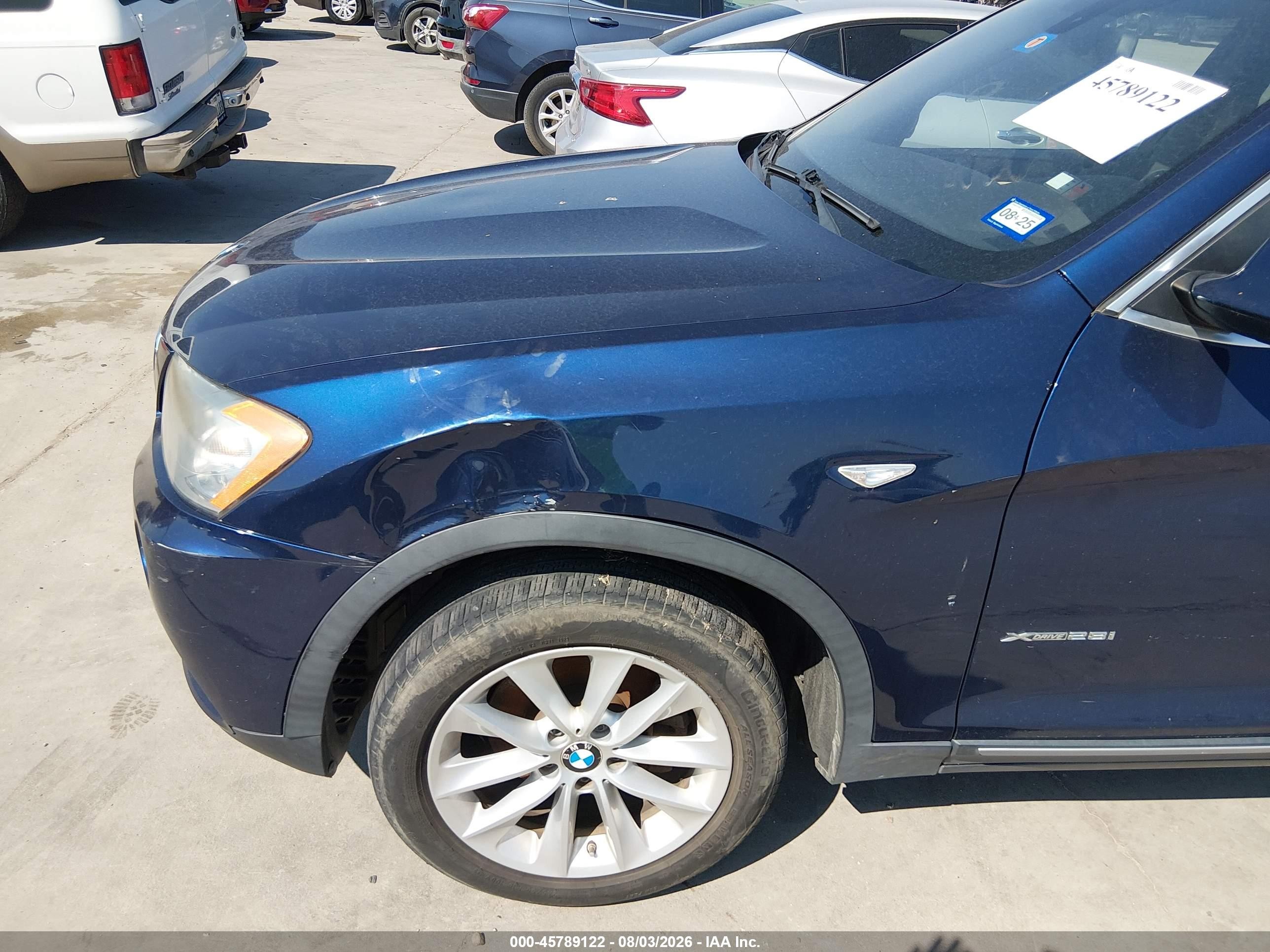 2013 Bmw X3 Xdrive28i Blue vin: 5UXWX9C5XD0A27831