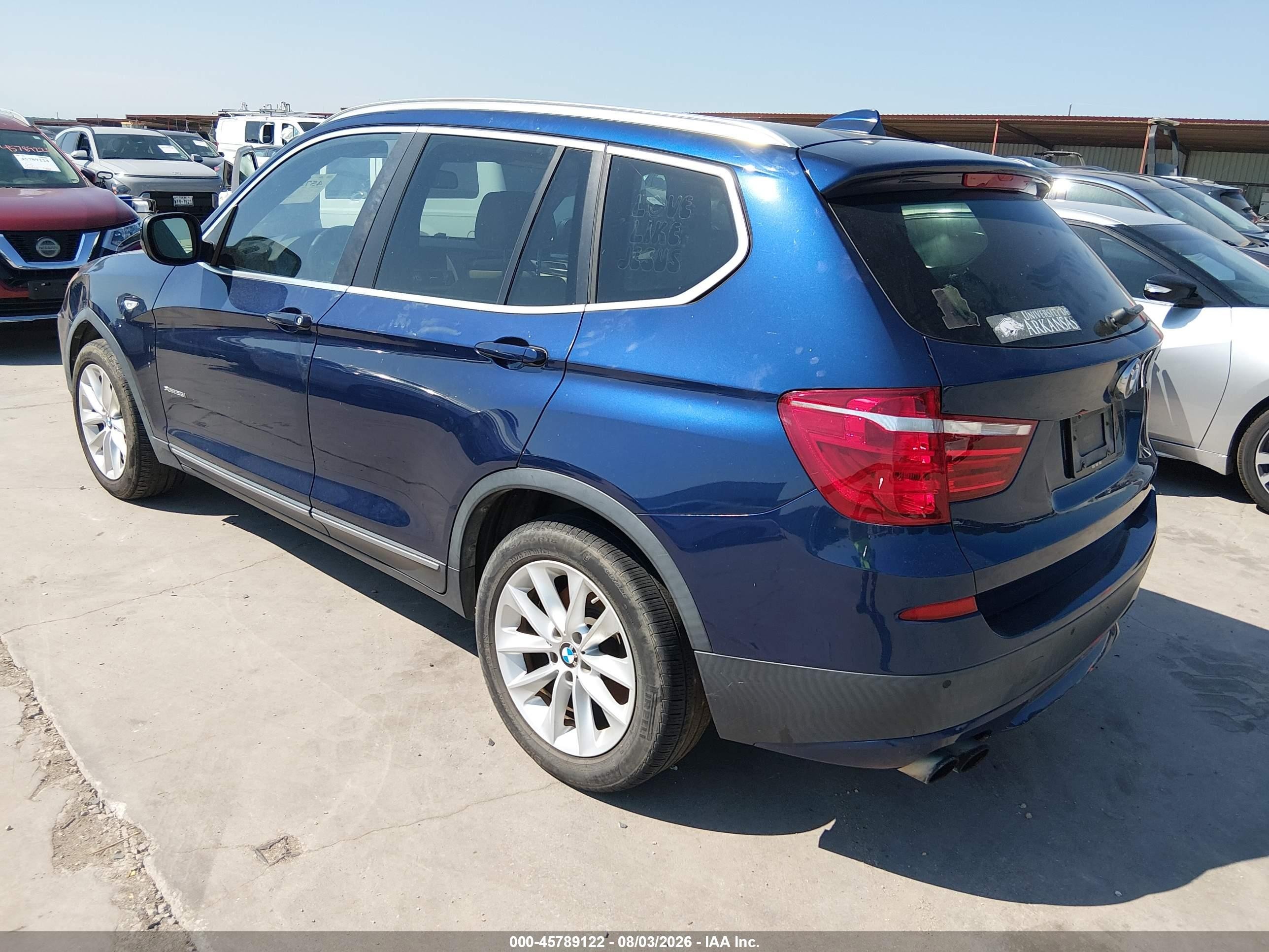 2013 Bmw X3 Xdrive28i Blue vin: 5UXWX9C5XD0A27831