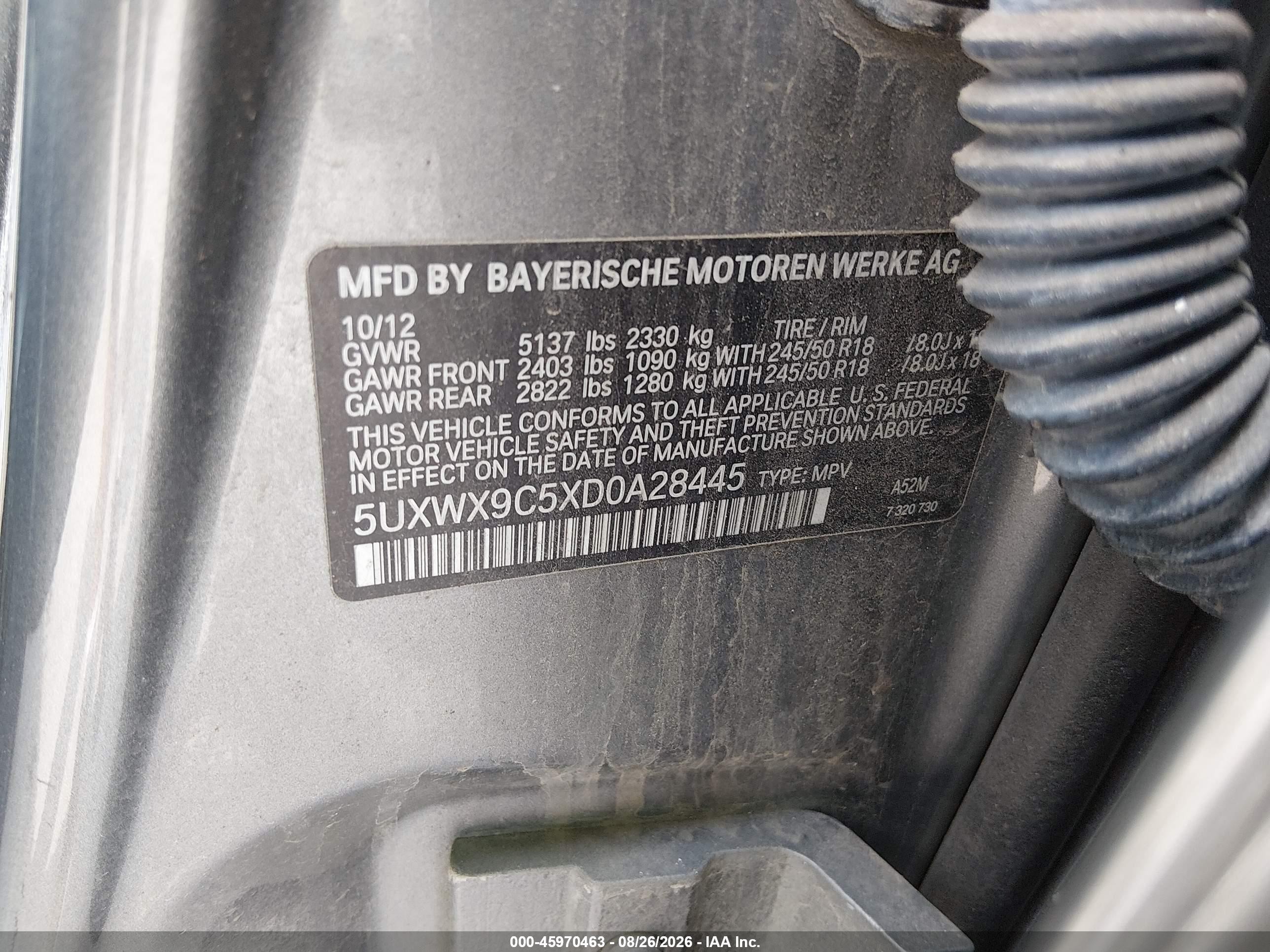2013 Bmw X3 Xdrive28i Gray vin: 5UXWX9C5XD0A28445