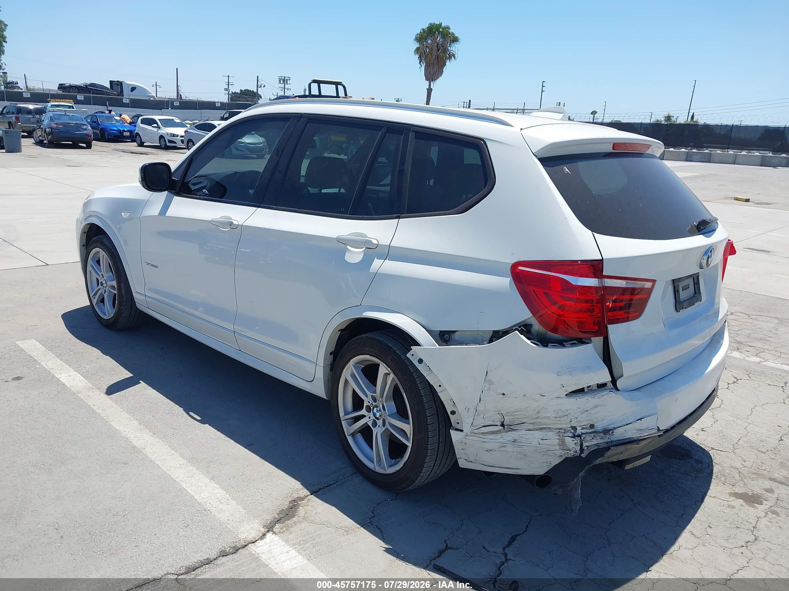 2013 Bmw X3 Xdrive28i White vin: 5UXWX9C5XD0A31362