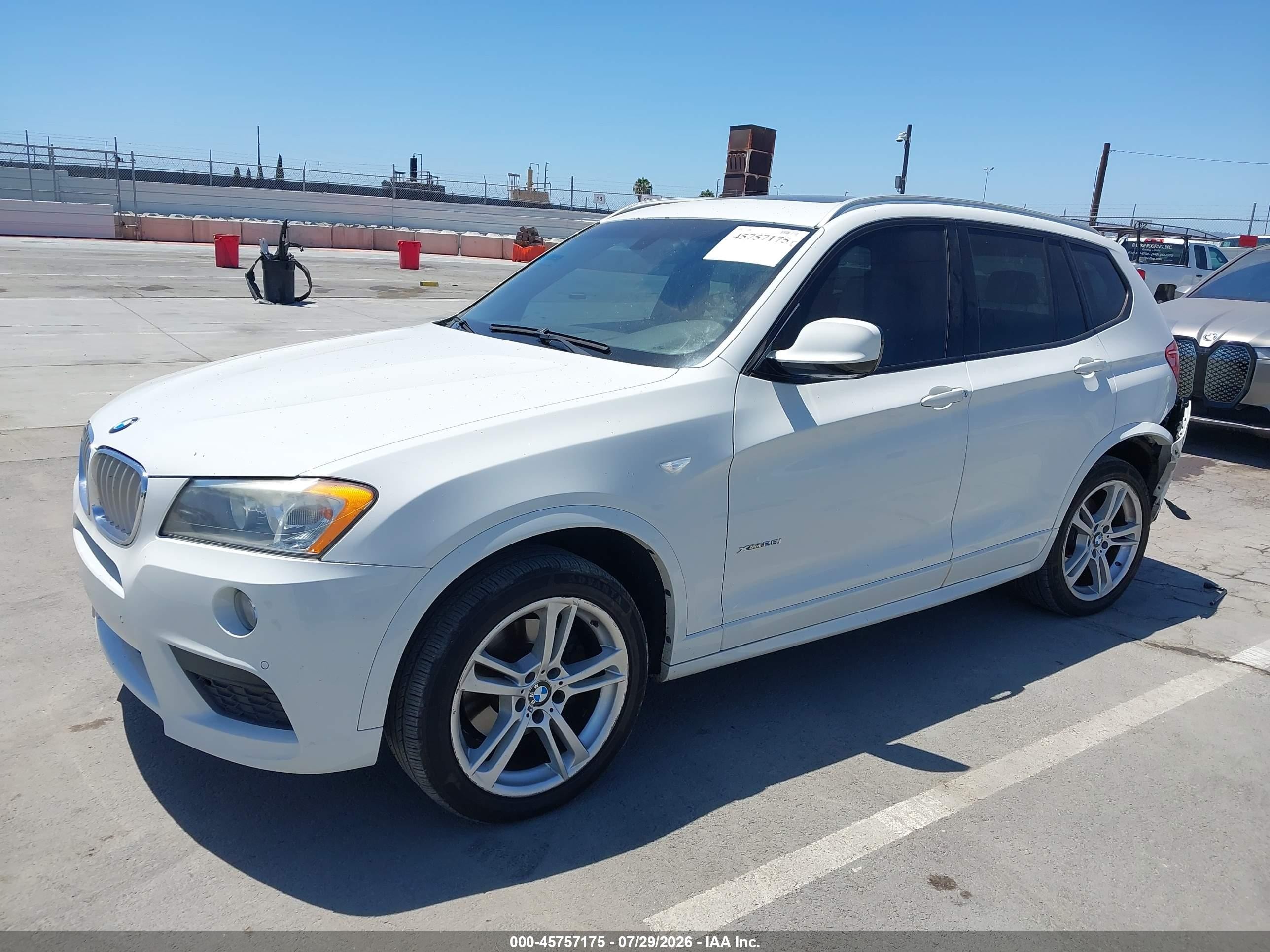 2013 Bmw X3 Xdrive28i White vin: 5UXWX9C5XD0A31362