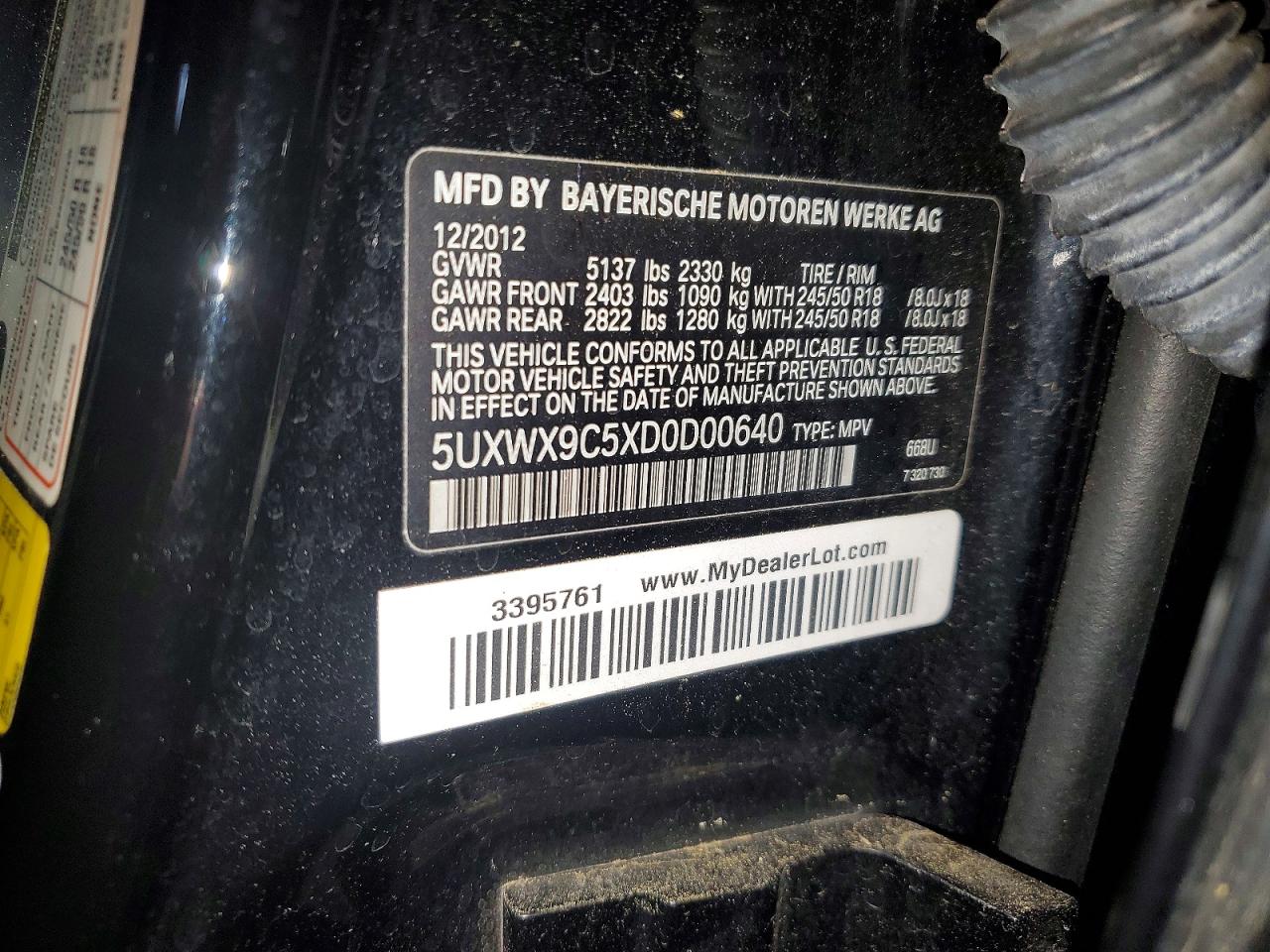2013 Bmw X3 Xdrive28i Black vin: 5UXWX9C5XD0D00640