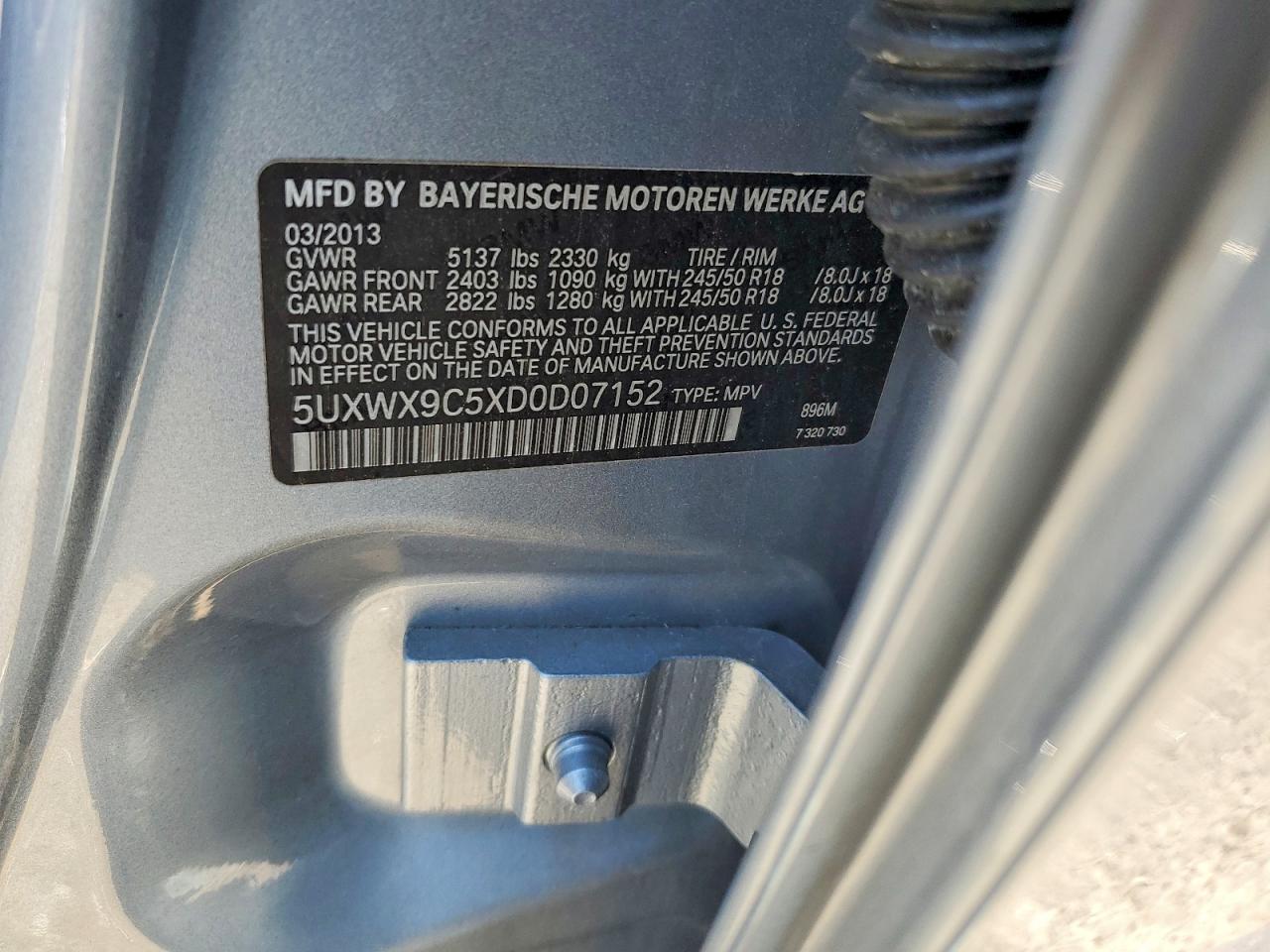 2013 Bmw X3 Xdrive28i Blue vin: 5UXWX9C5XD0D07152