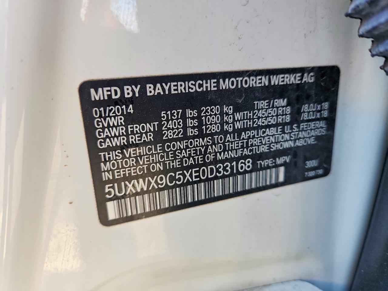 2014 Bmw X3 Xdrive28i White vin: 5UXWX9C5XE0D33168