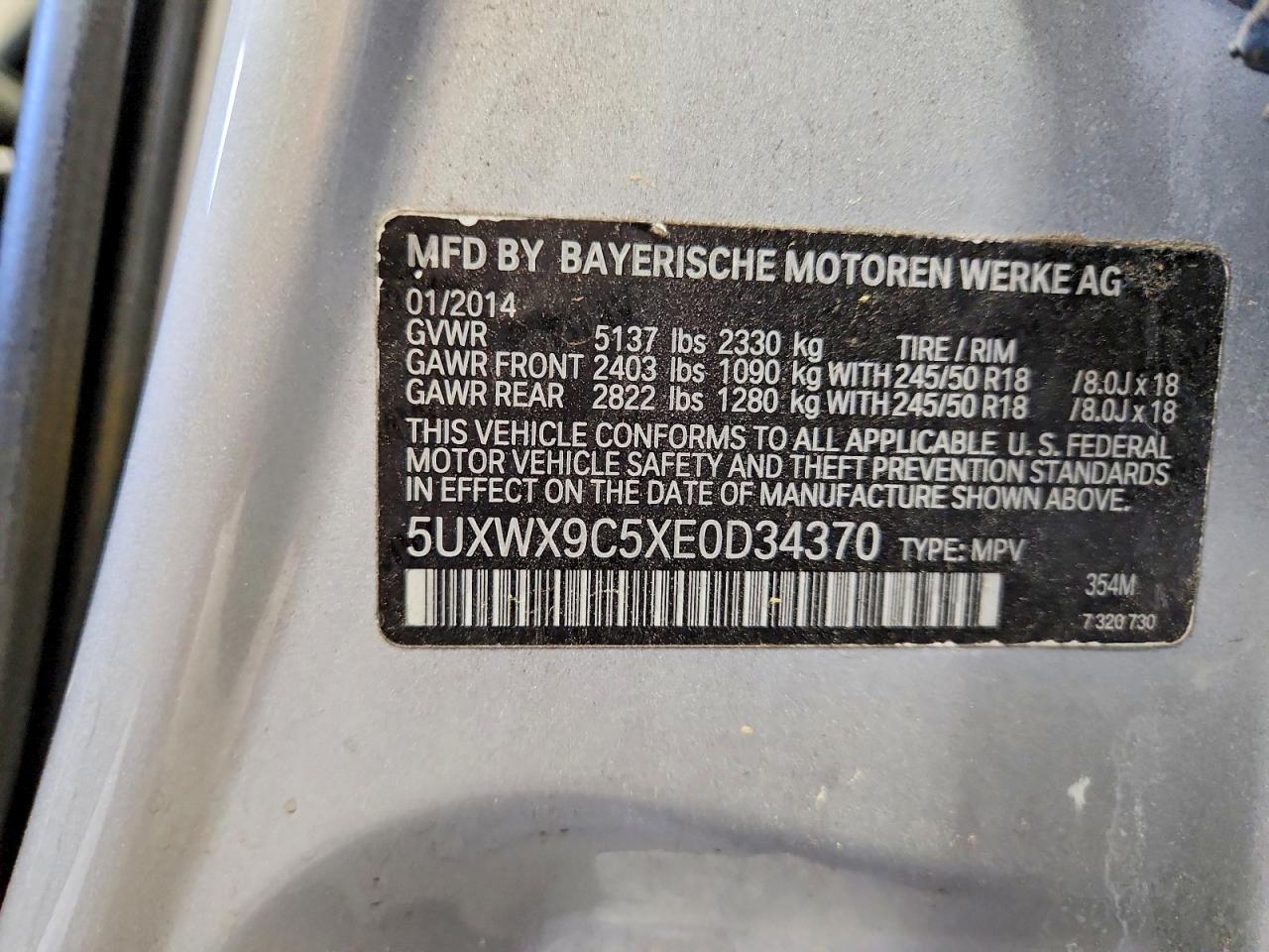 2014 Bmw X3 Xdrive28i Silver vin: 5UXWX9C5XE0D34370