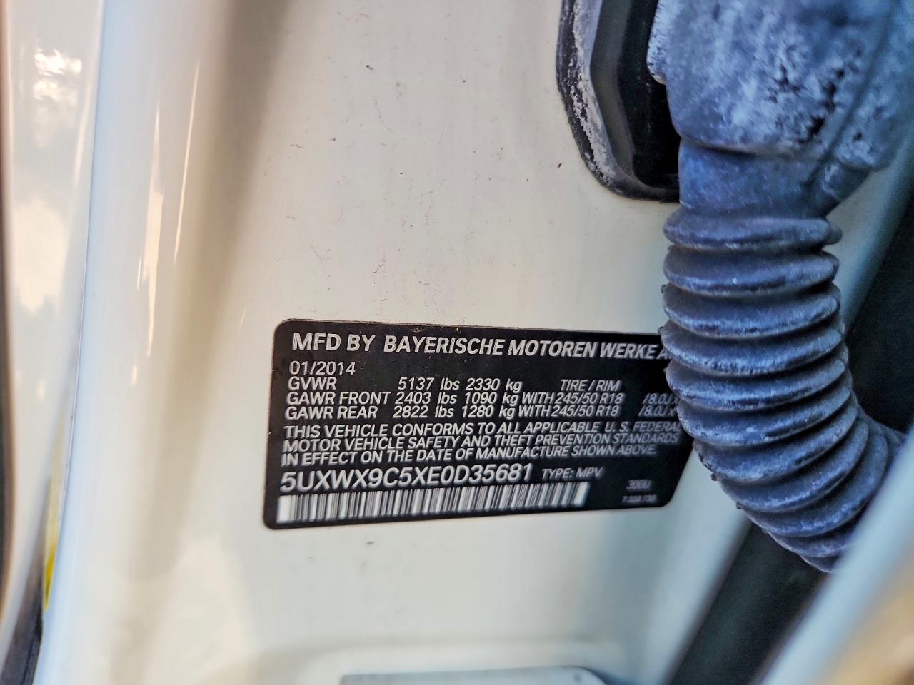 2014 Bmw X3 Xdrive28i White vin: 5UXWX9C5XE0D35681