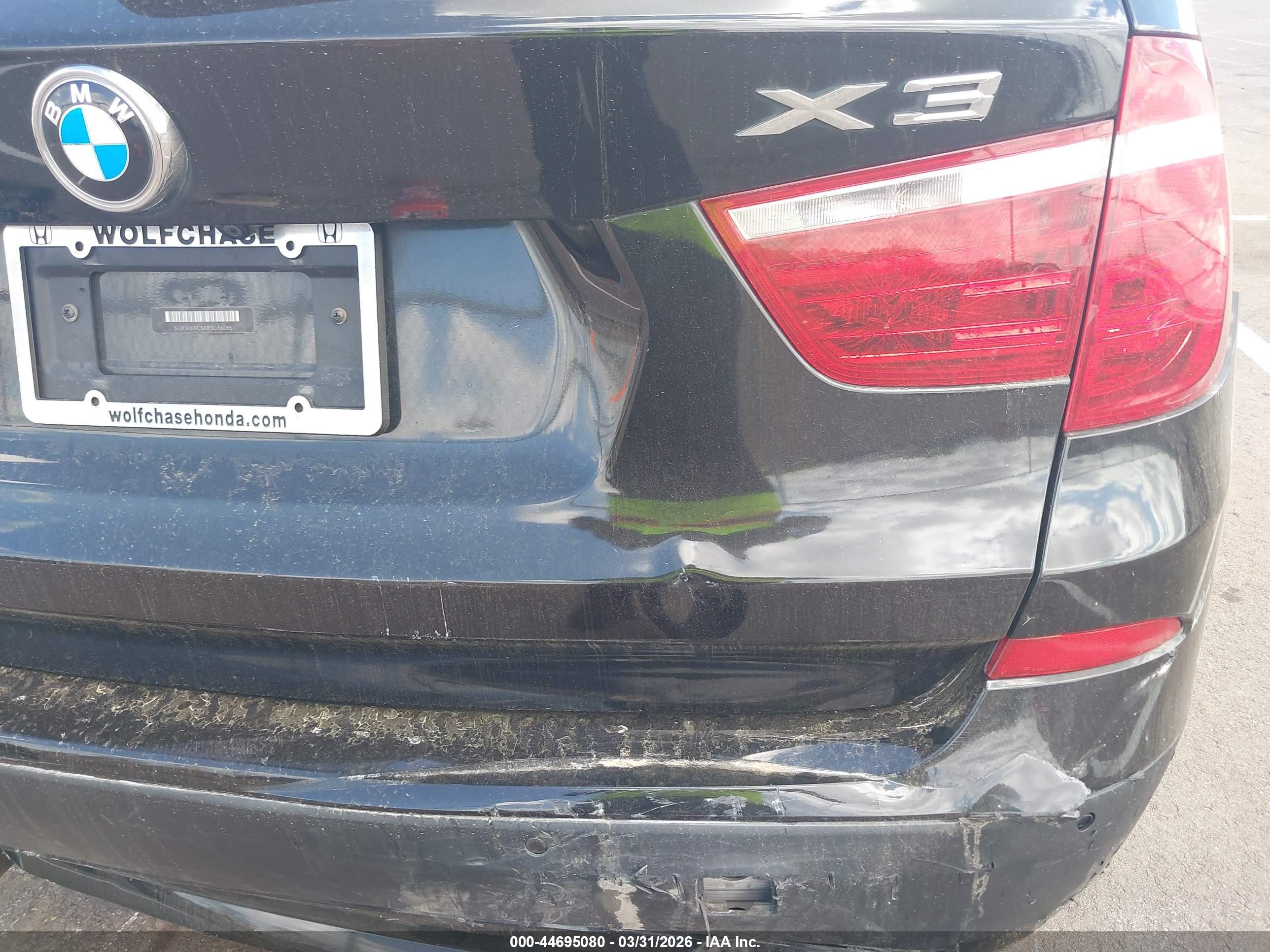 2014 Bmw X3 Xdrive28i Black vin: 5UXWX9C5XE0D36085