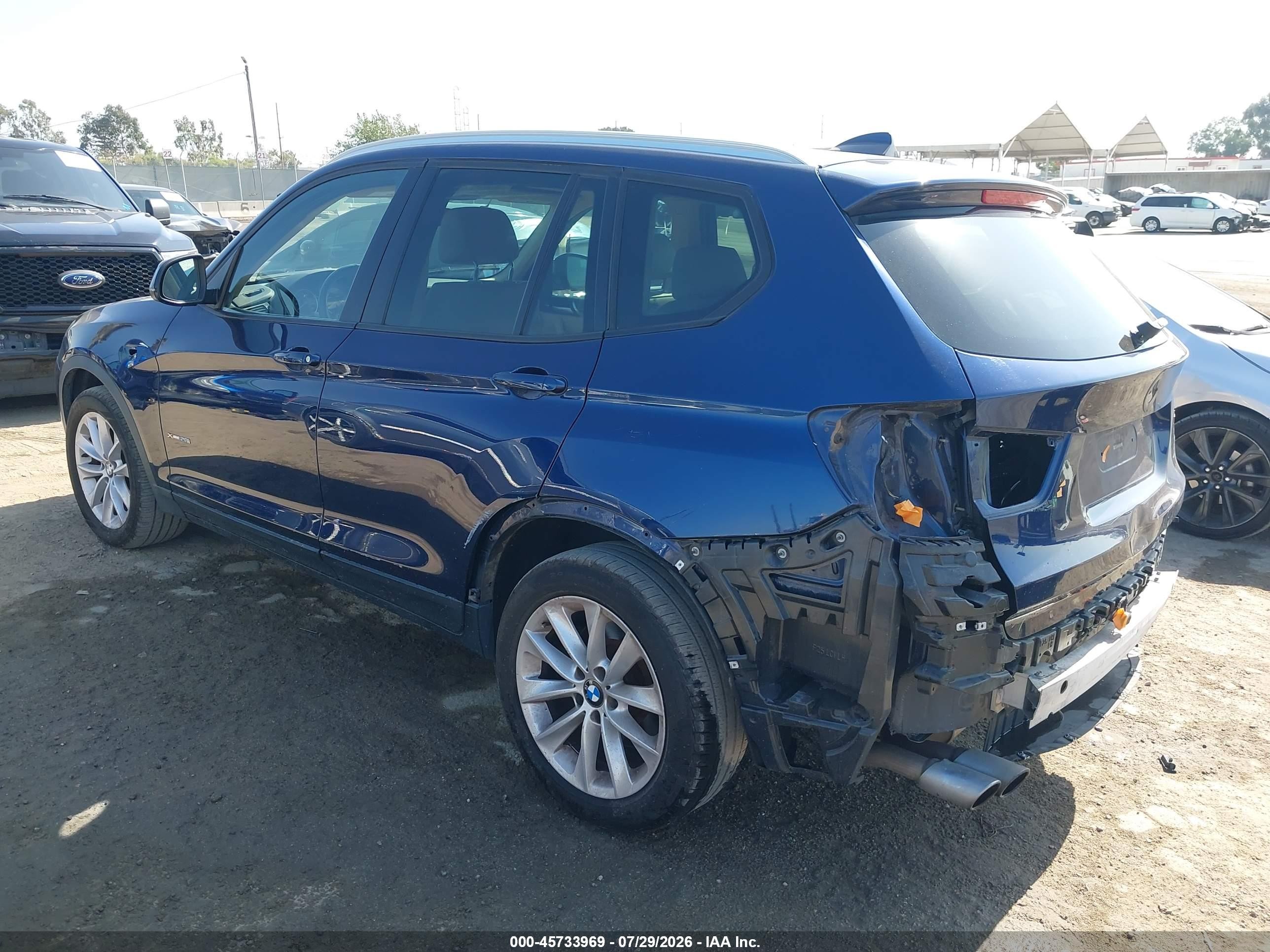 2015 Bmw X3 Xdrive28i Blue vin: 5UXWX9C5XF0D48304