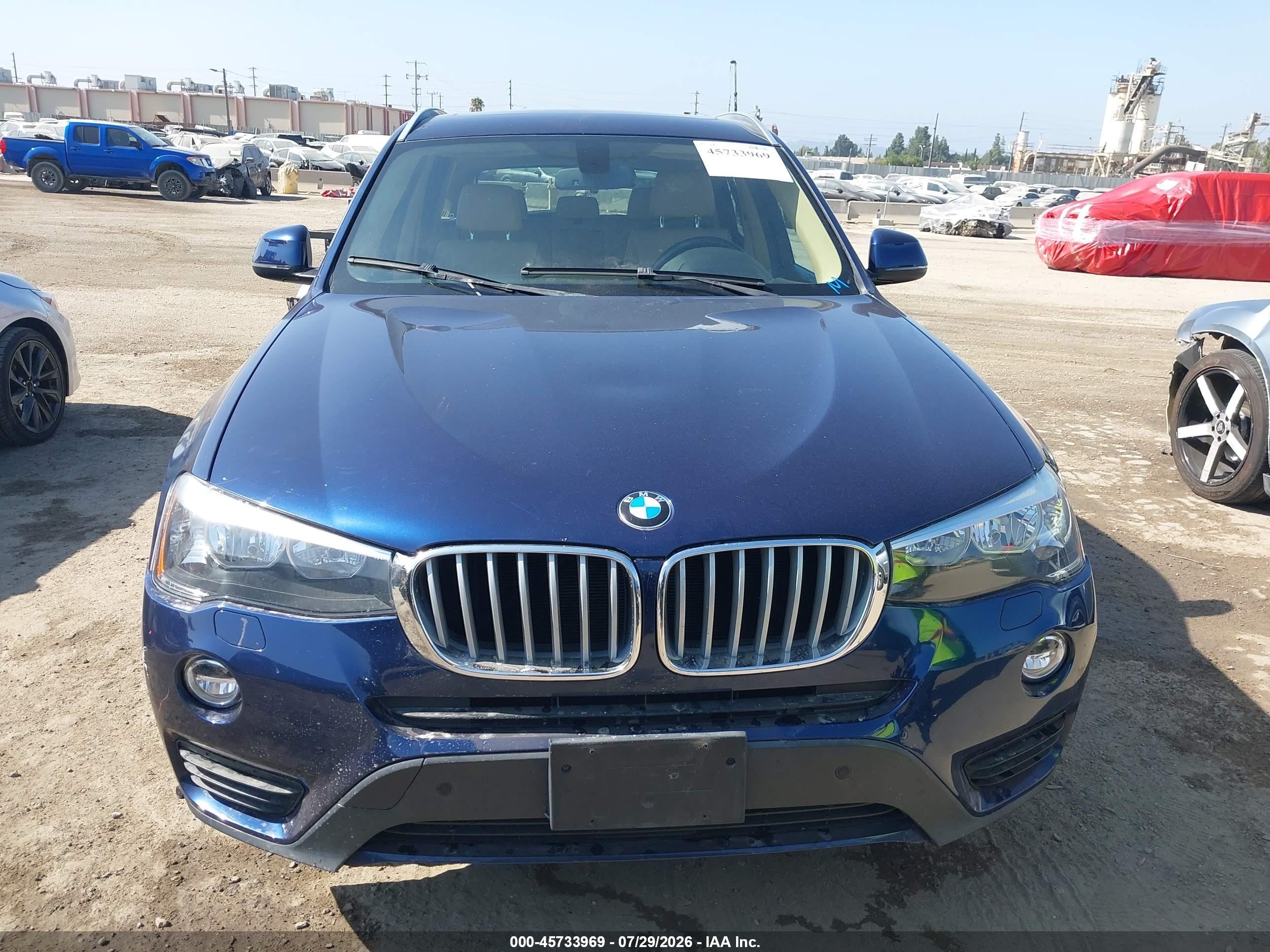 2015 Bmw X3 Xdrive28i Blue vin: 5UXWX9C5XF0D48304