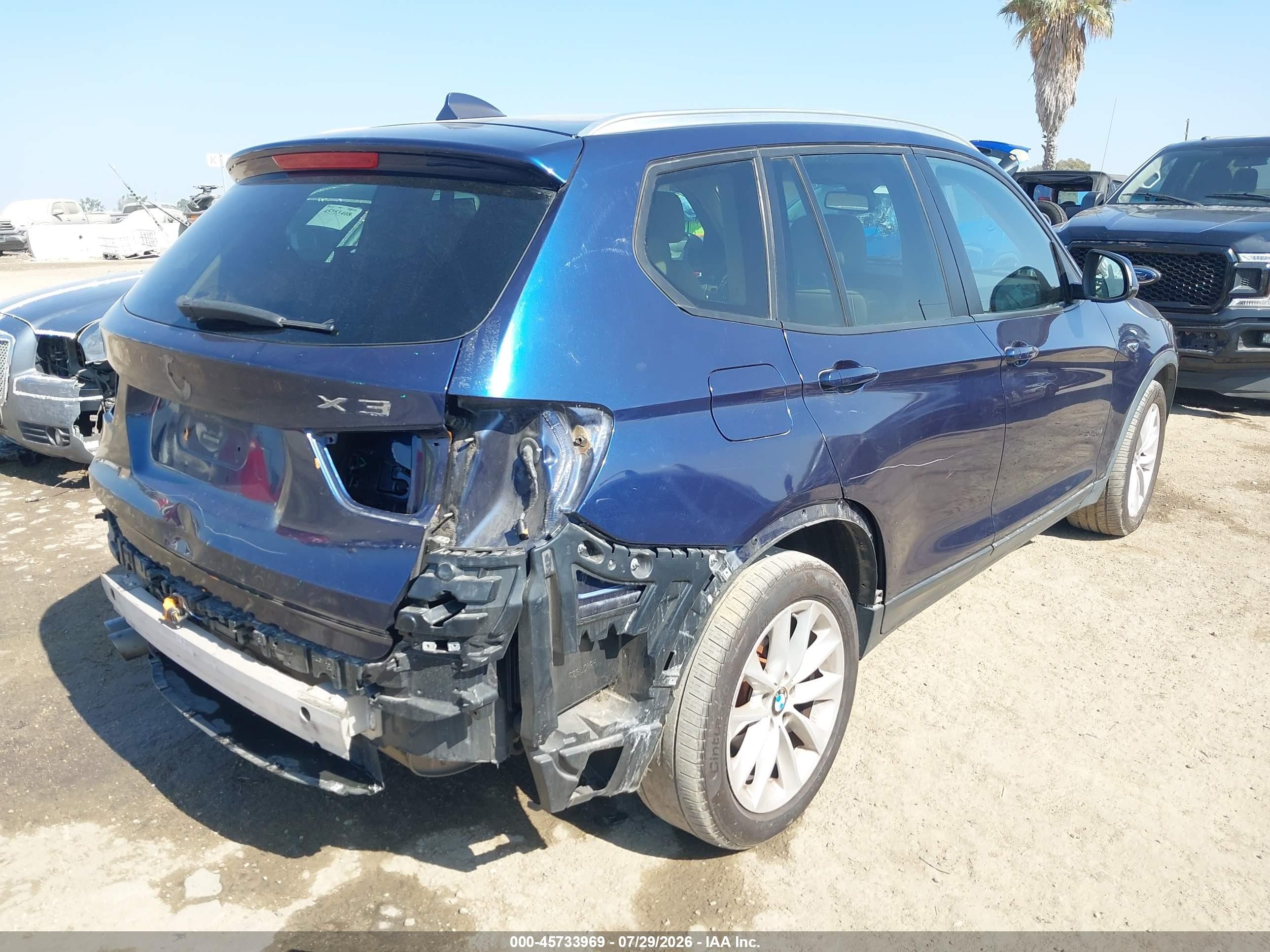 2015 Bmw X3 Xdrive28i Blue vin: 5UXWX9C5XF0D48304