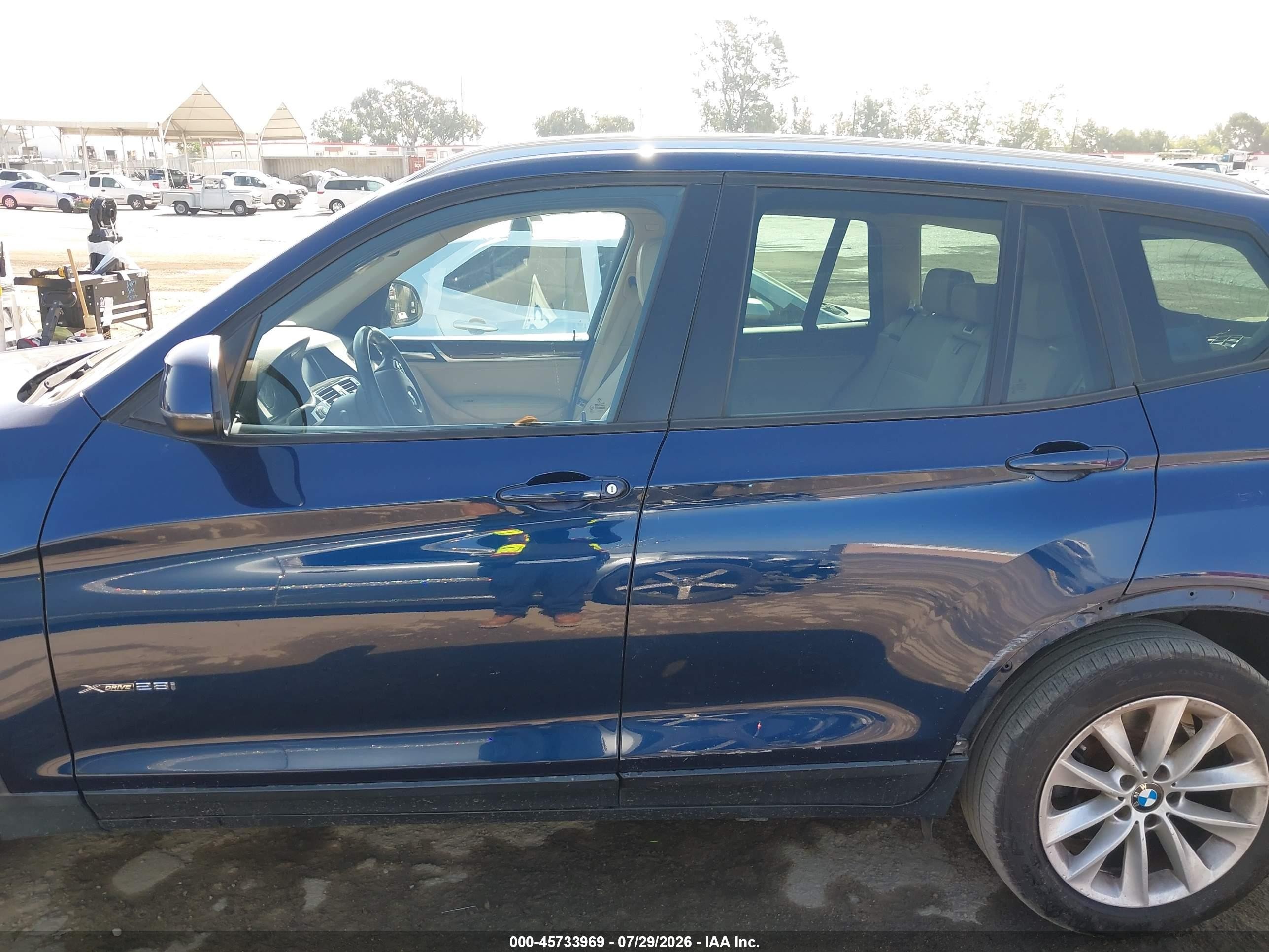 2015 Bmw X3 Xdrive28i Blue vin: 5UXWX9C5XF0D48304