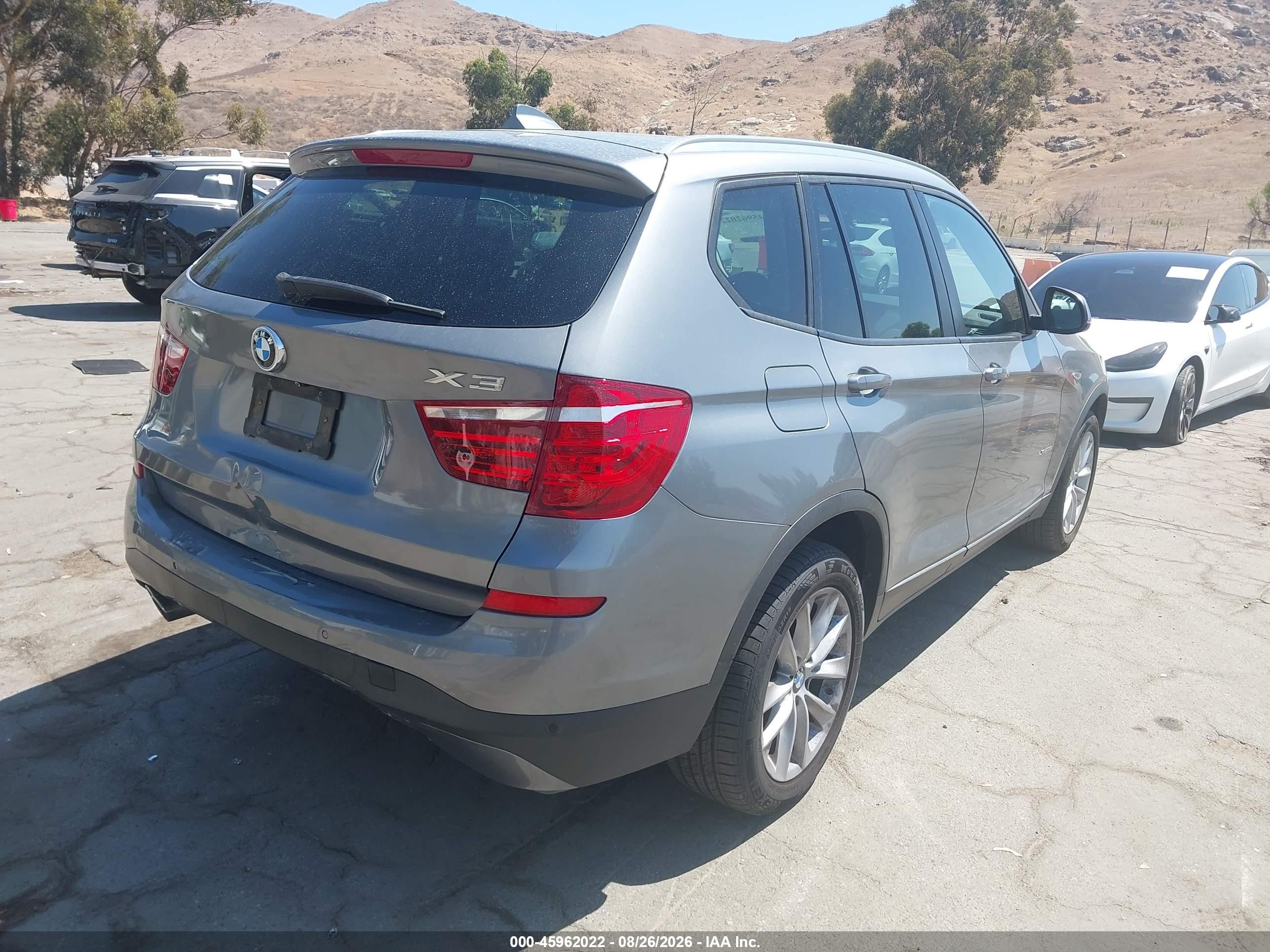 2015 Bmw X3 Xdrive28i Silver vin: 5UXWX9C5XF0D51137