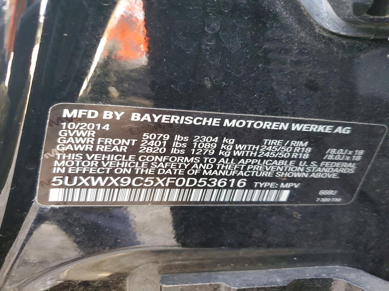 2015 Bmw X3 Xdrive28i Black vin: 5UXWX9C5XF0D53616