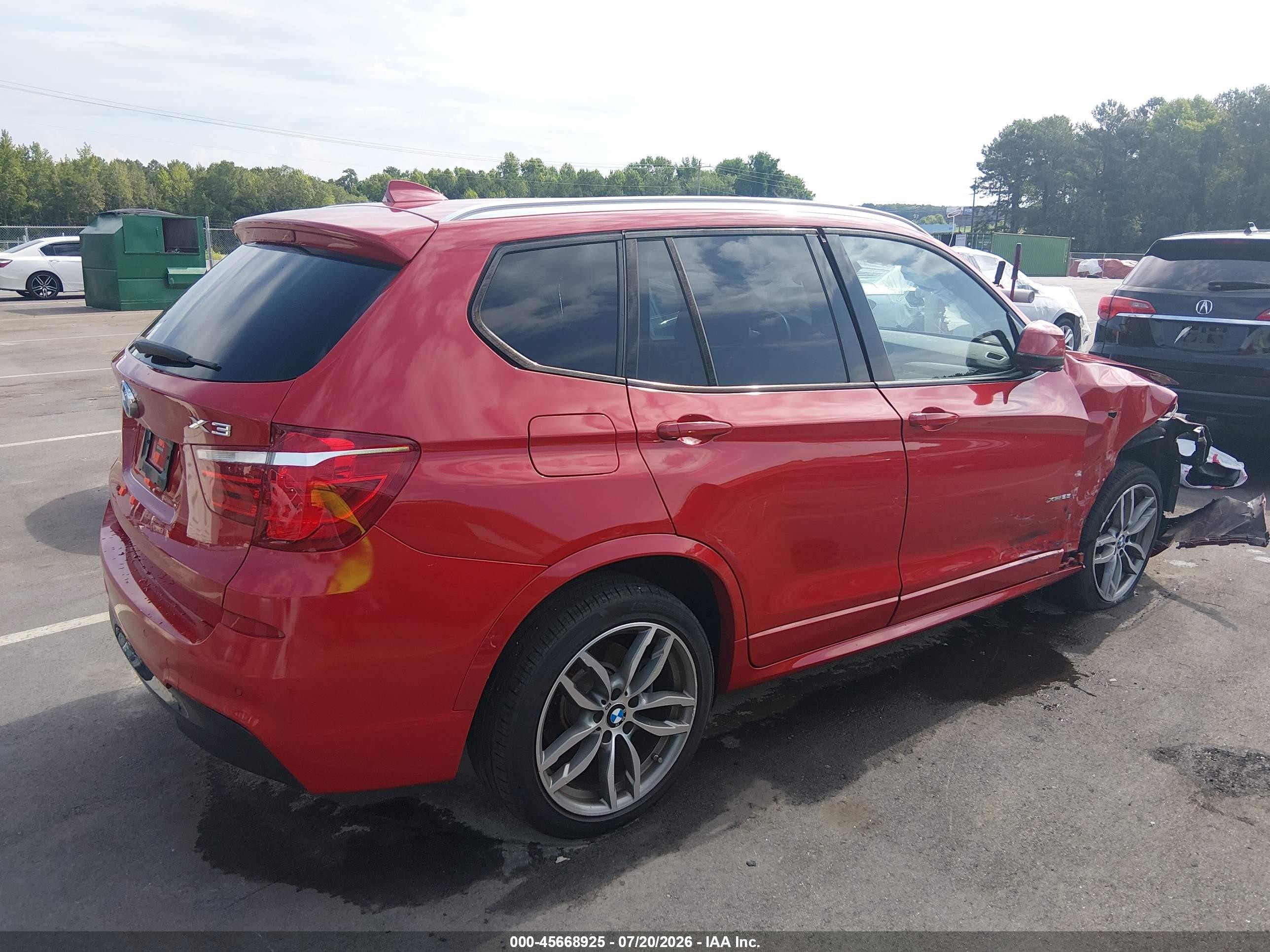 2015 Bmw X3 Xdrive28i Red vin: 5UXWX9C5XF0D57181