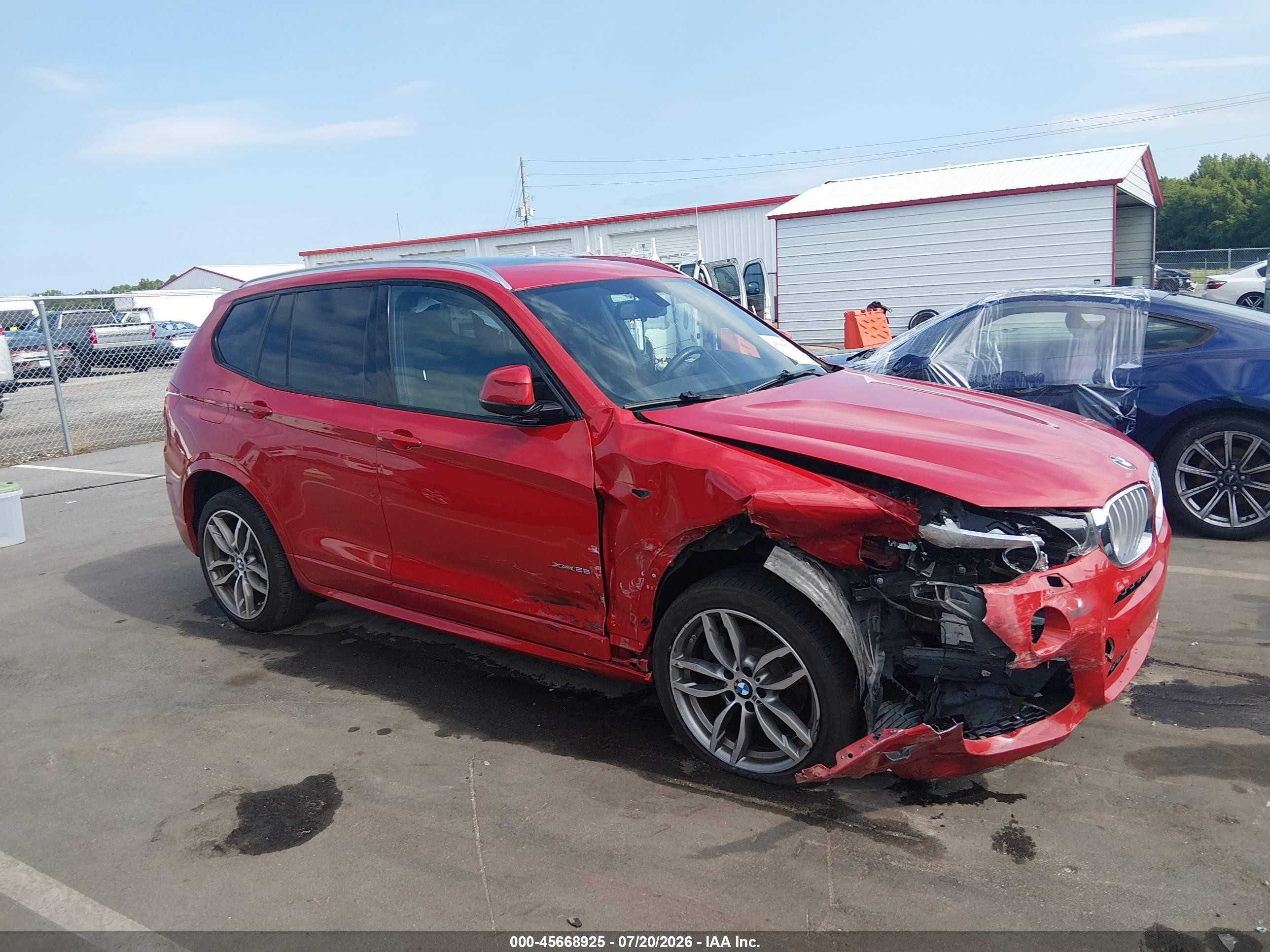 2015 Bmw X3 Xdrive28i Red vin: 5UXWX9C5XF0D57181