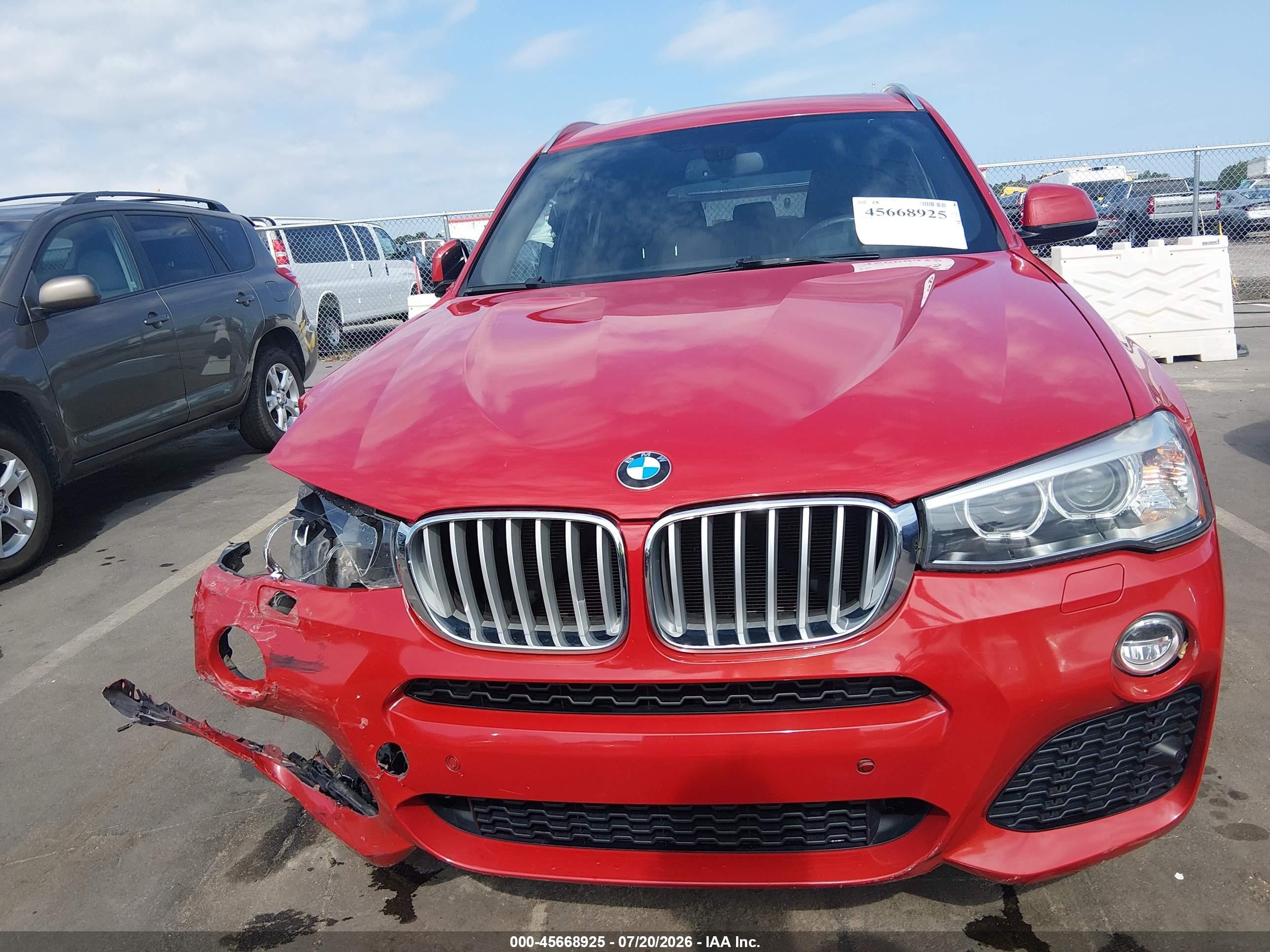2015 Bmw X3 Xdrive28i Red vin: 5UXWX9C5XF0D57181