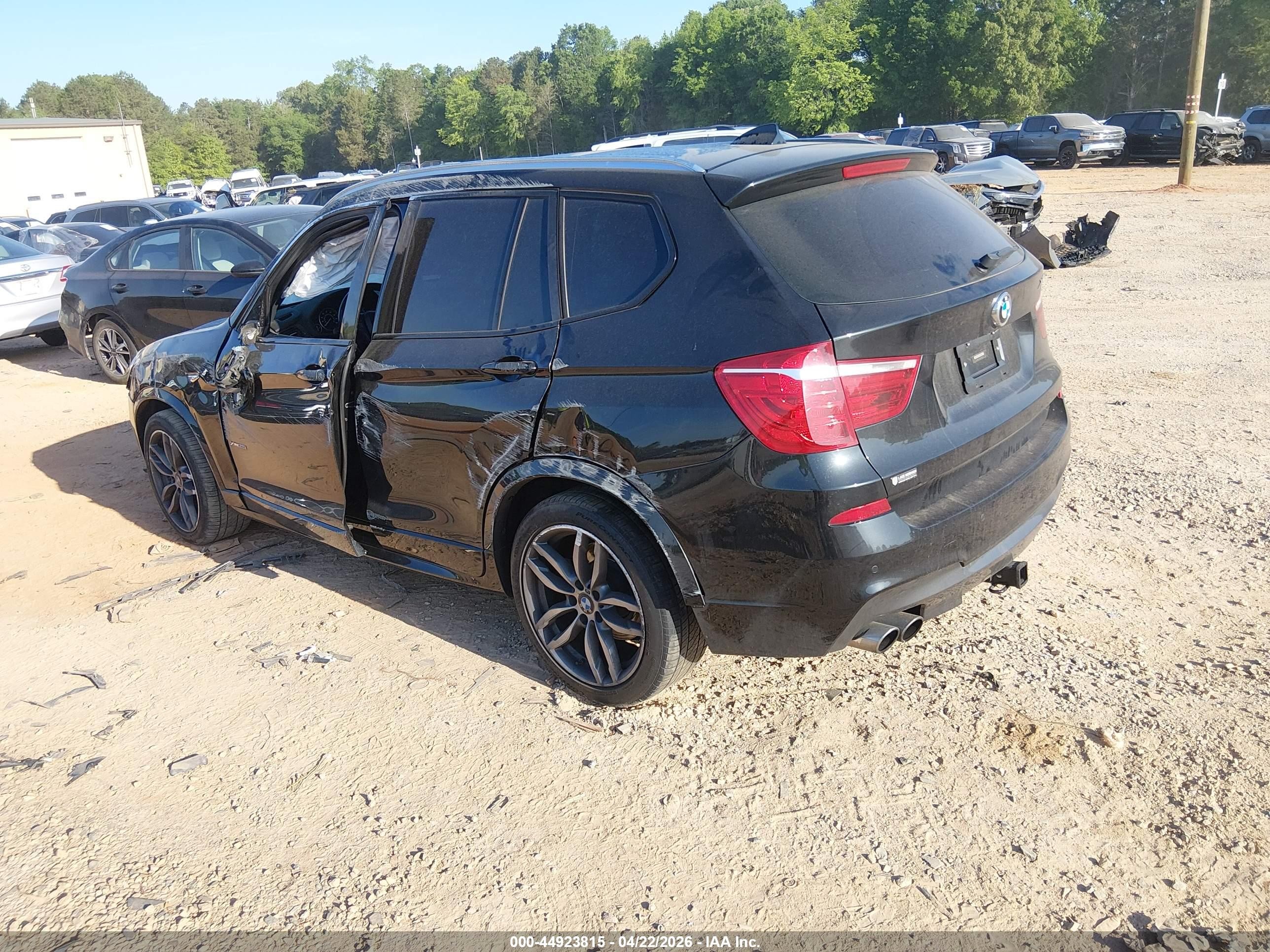 2015 Bmw X3 Xdrive28i Black vin: 5UXWX9C5XF0D59285