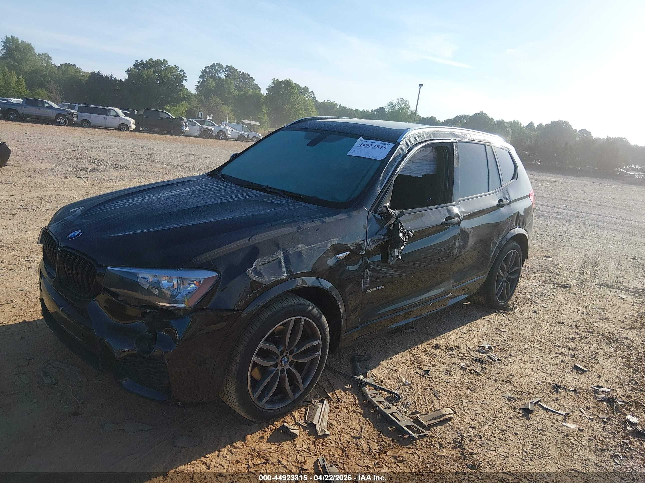 2015 Bmw X3 Xdrive28i Black vin: 5UXWX9C5XF0D59285