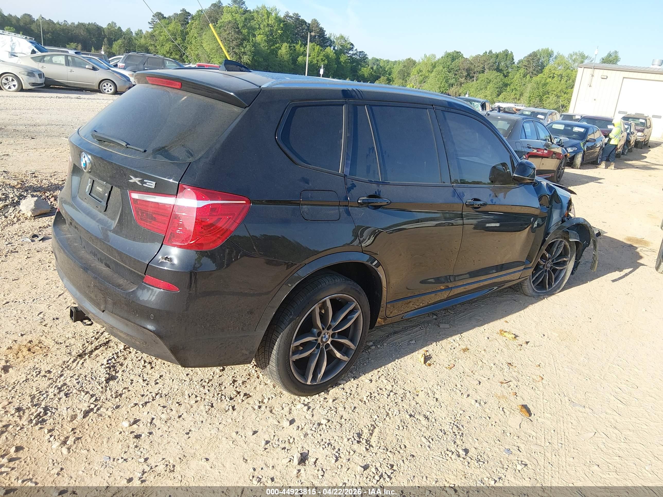 2015 Bmw X3 Xdrive28i Black vin: 5UXWX9C5XF0D59285