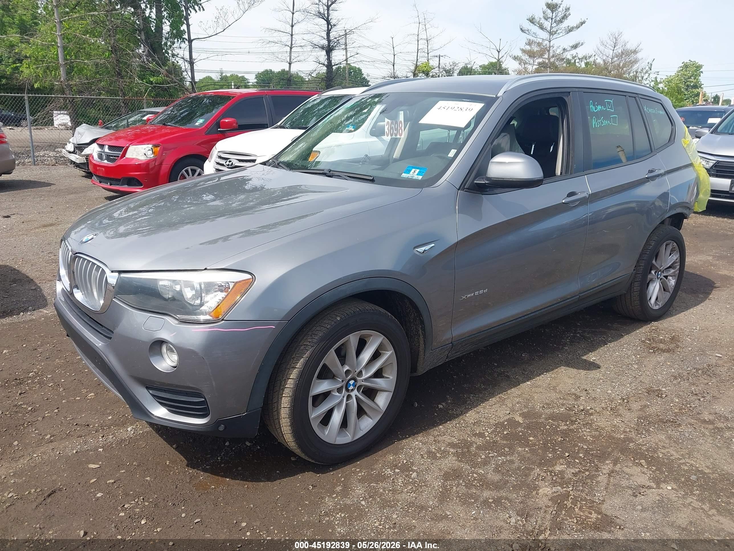 2015 Bmw X3 Xdrive28d Gray vin: 5UXWY3C50F0E95595