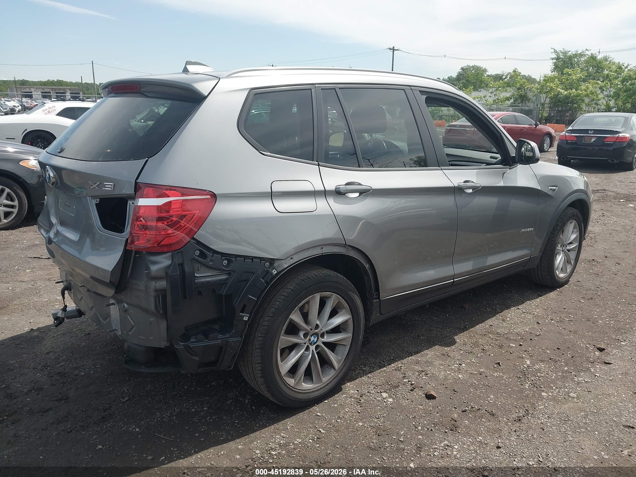 2015 Bmw X3 Xdrive28d Gray vin: 5UXWY3C50F0E95595
