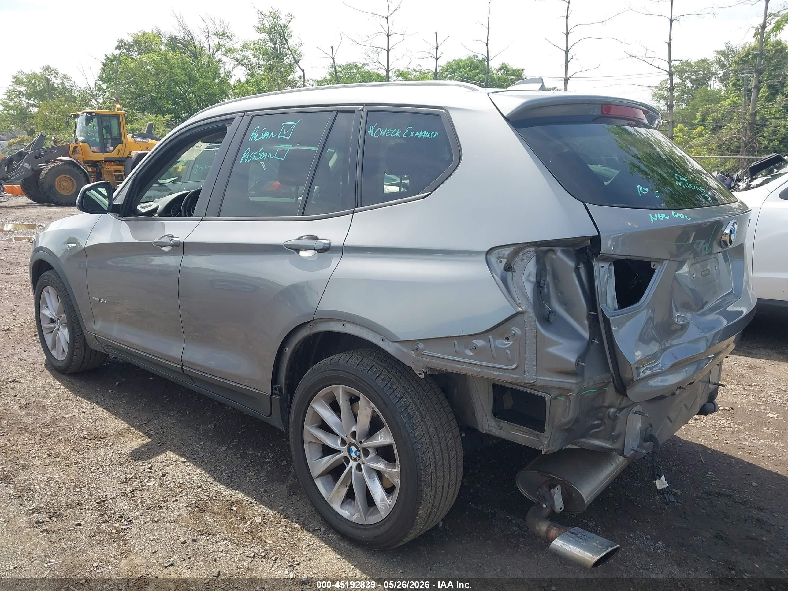2015 Bmw X3 Xdrive28d Gray vin: 5UXWY3C50F0E95595