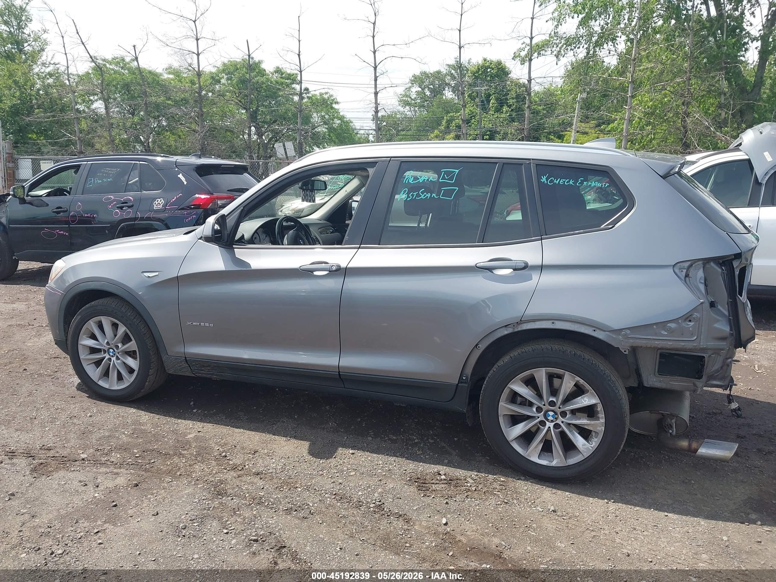 2015 Bmw X3 Xdrive28d Gray vin: 5UXWY3C50F0E95595