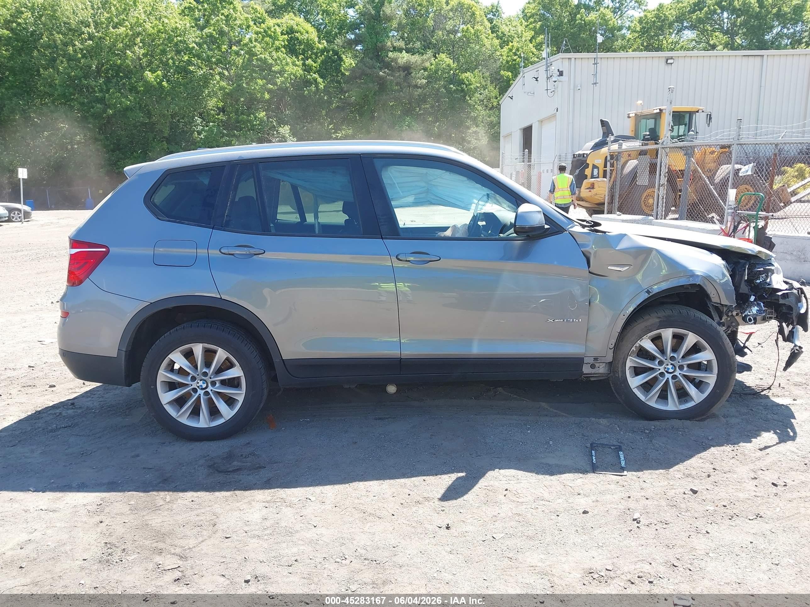 2015 Bmw X3 Xdrive28d Silver vin: 5UXWY3C55F0E97553