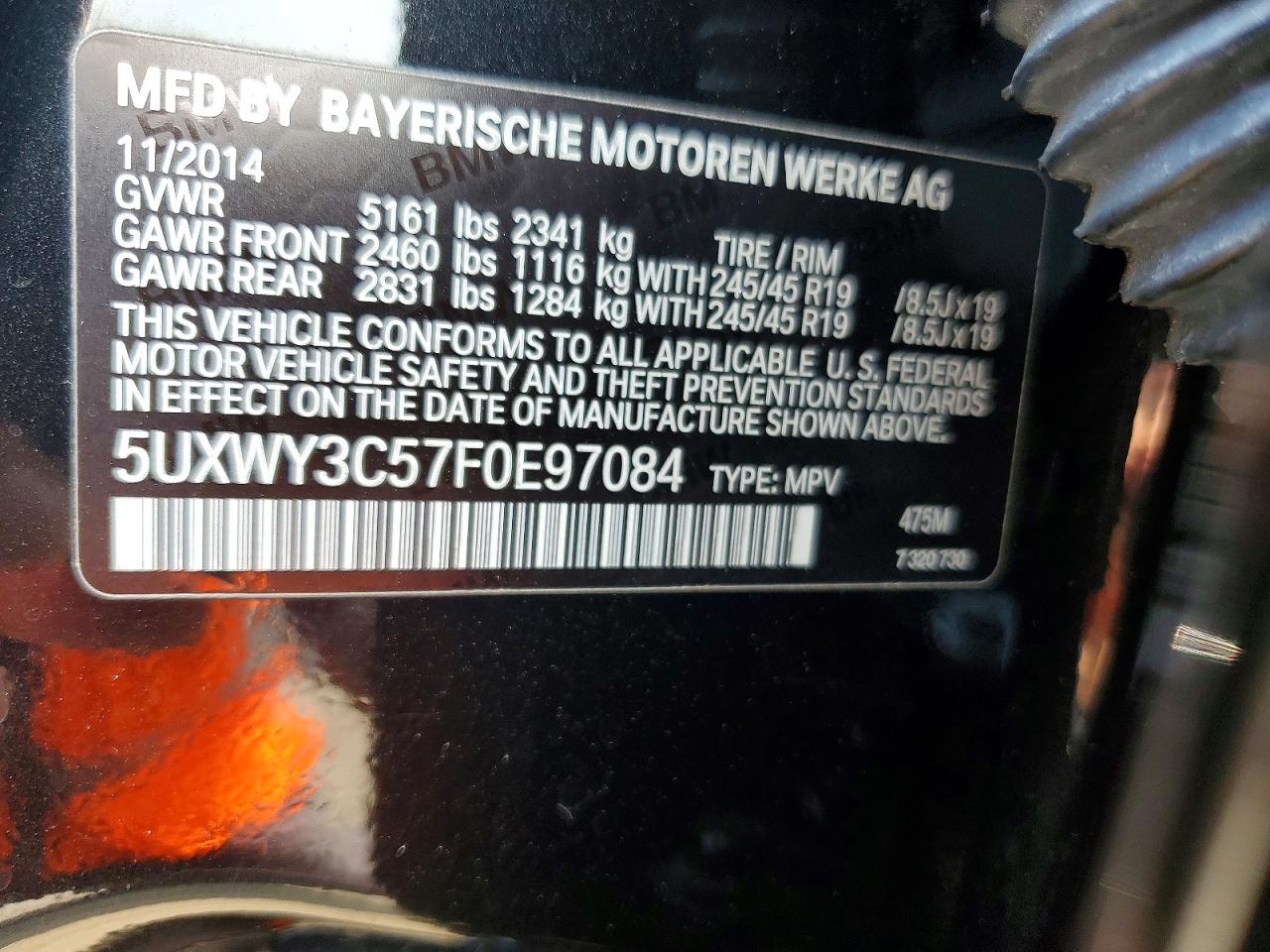2015 Bmw X3 Xdrive28d Black vin: 5UXWY3C57F0E97084