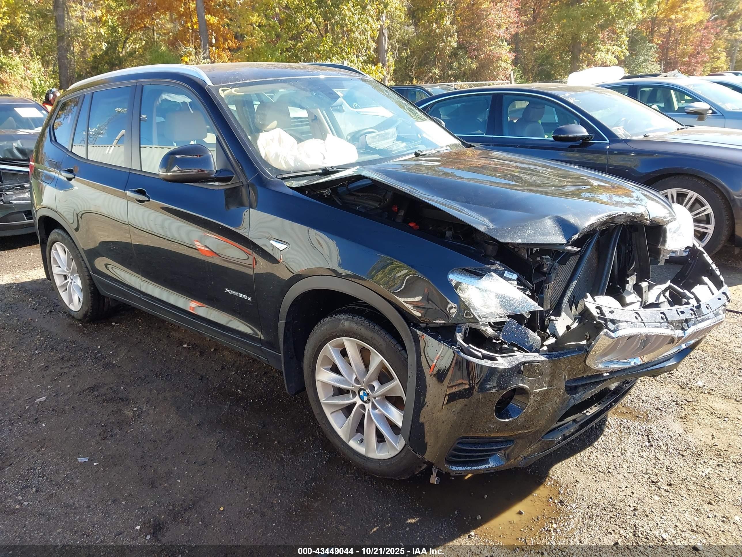 2015 Bmw X3 Xdrive28d Black vin: 5UXWY3C58F0E97837