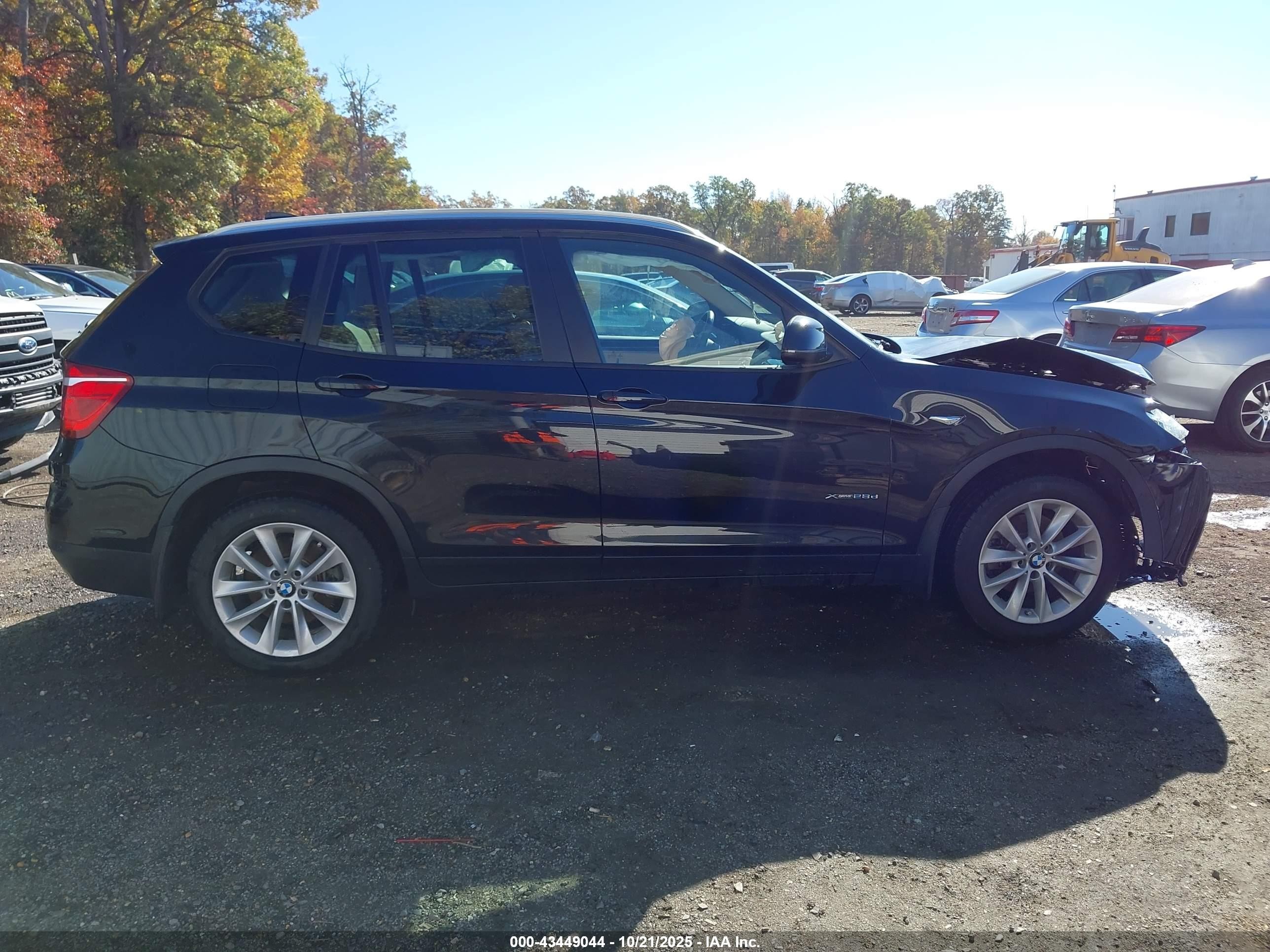 2015 Bmw X3 Xdrive28d Black vin: 5UXWY3C58F0E97837