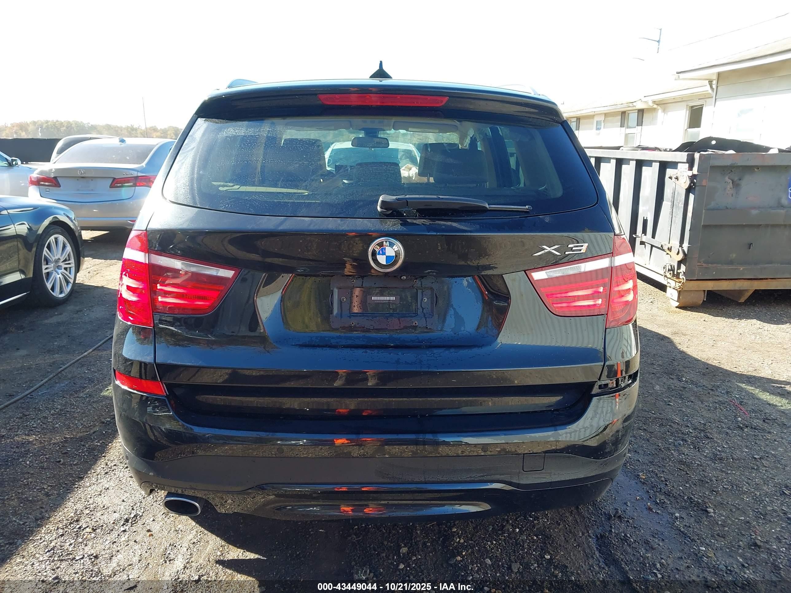 2015 Bmw X3 Xdrive28d Black vin: 5UXWY3C58F0E97837