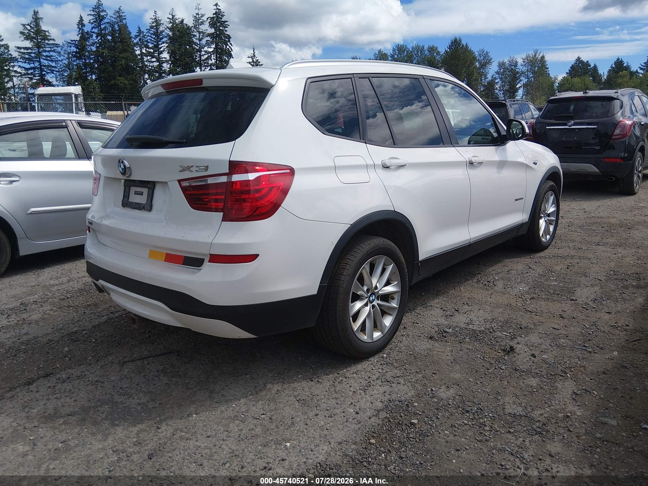 2015 Bmw X3 Xdrive28d White vin: 5UXWY3C59F0E95367