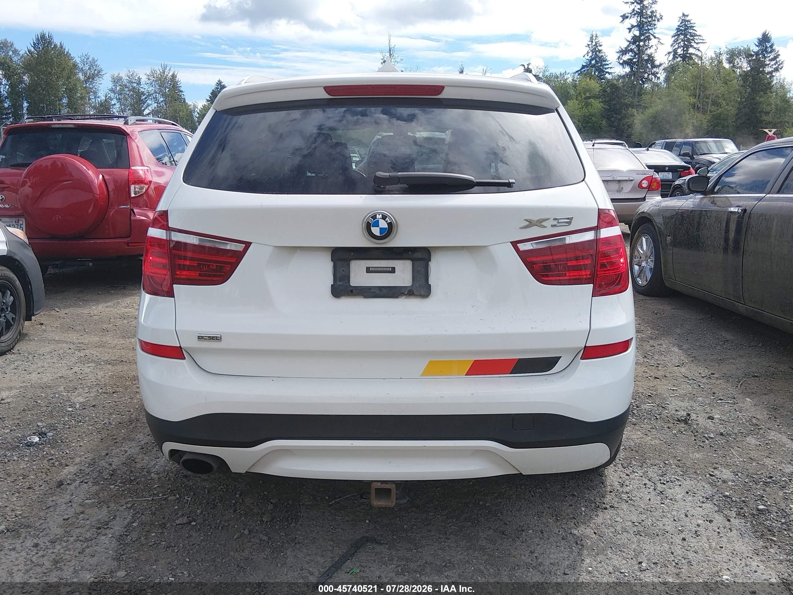 2015 Bmw X3 Xdrive28d White vin: 5UXWY3C59F0E95367