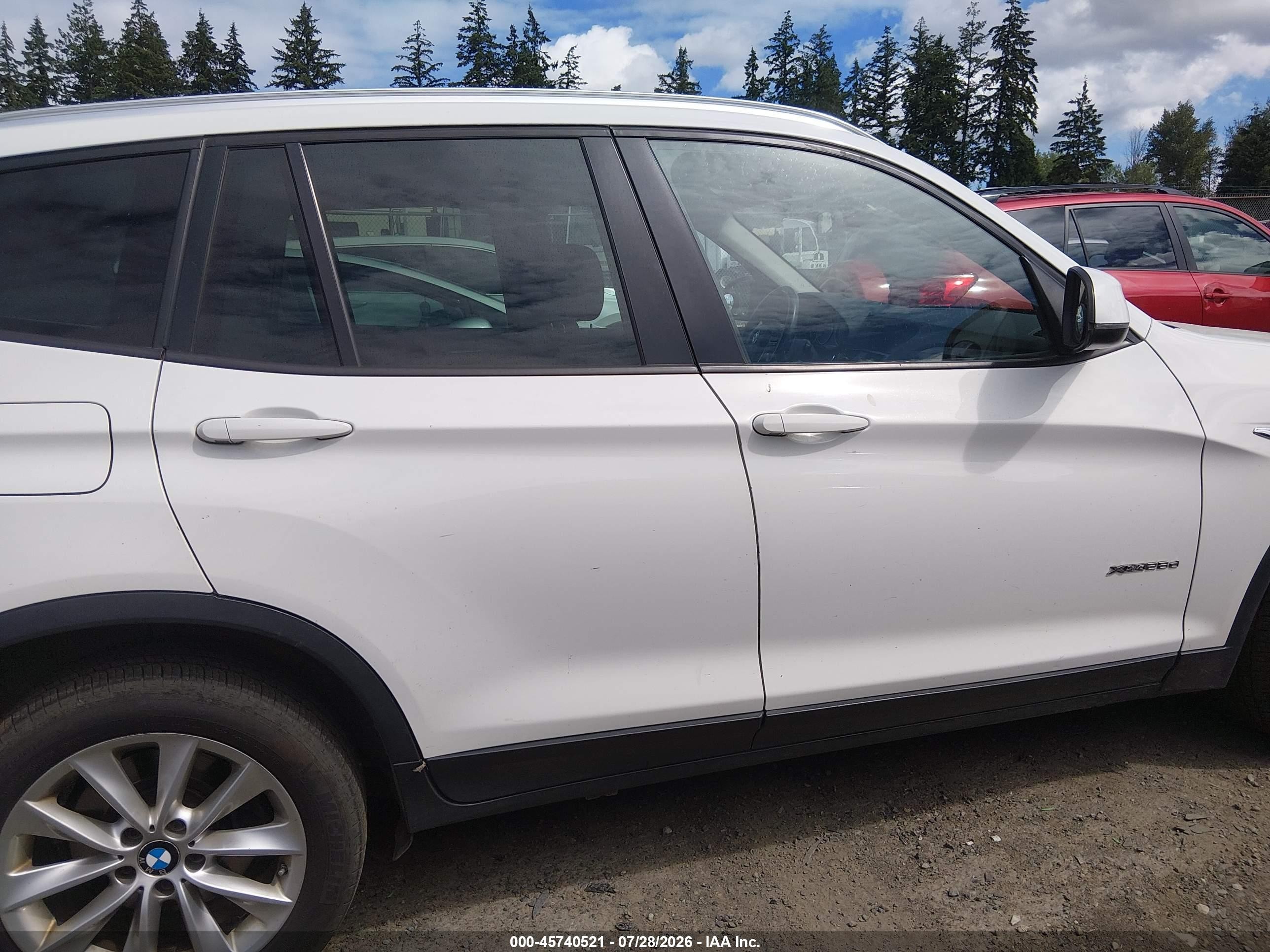 2015 Bmw X3 Xdrive28d White vin: 5UXWY3C59F0E95367
