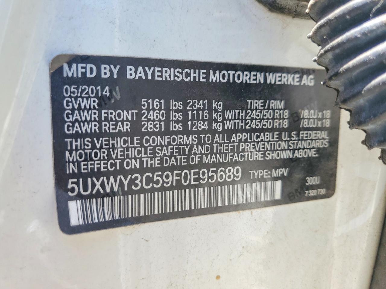 2015 Bmw X3 Xdrive28d White vin: 5UXWY3C59F0E95689